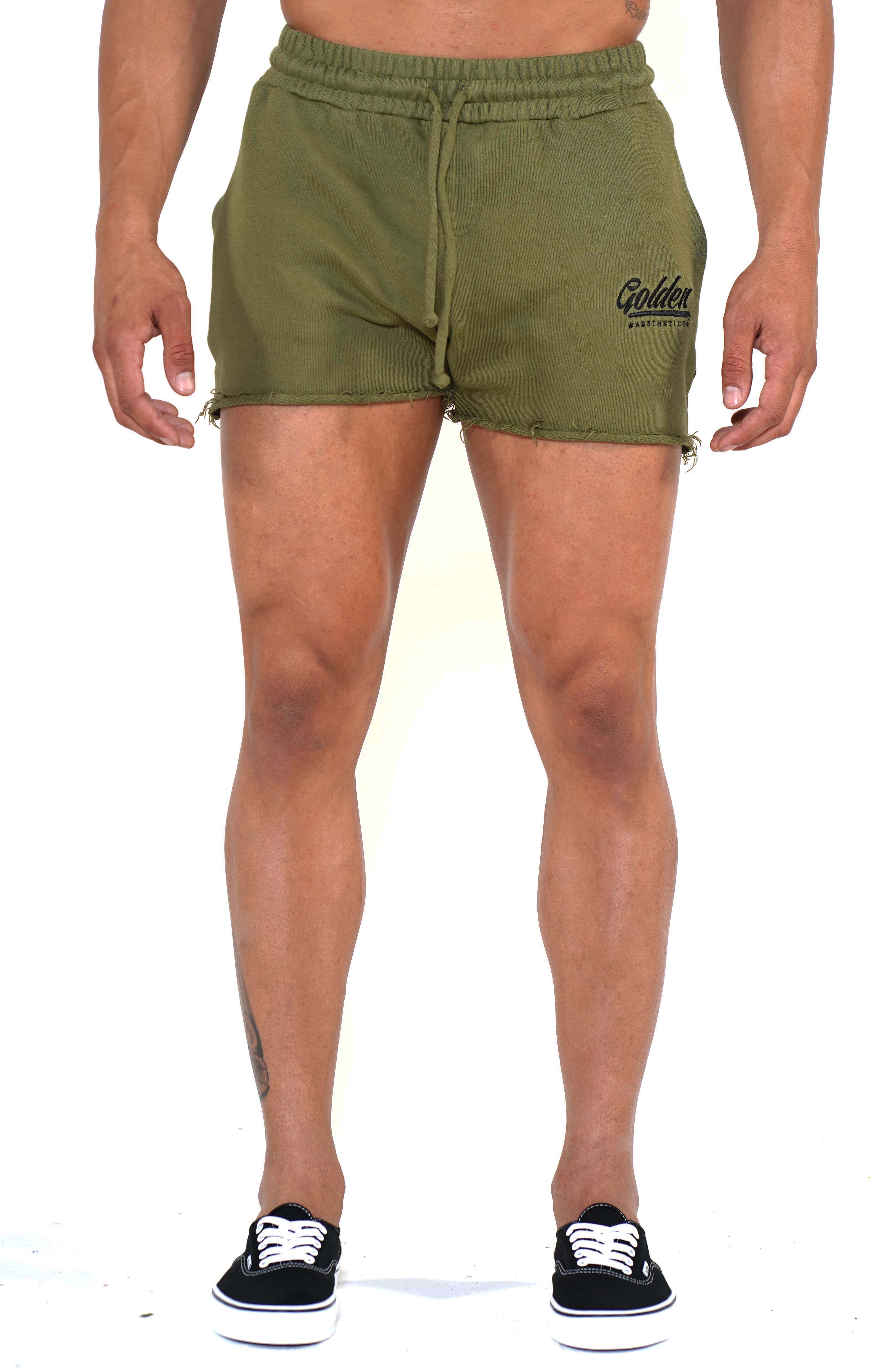 Men's Army Green/Black Shorts - Golden Aesthetics