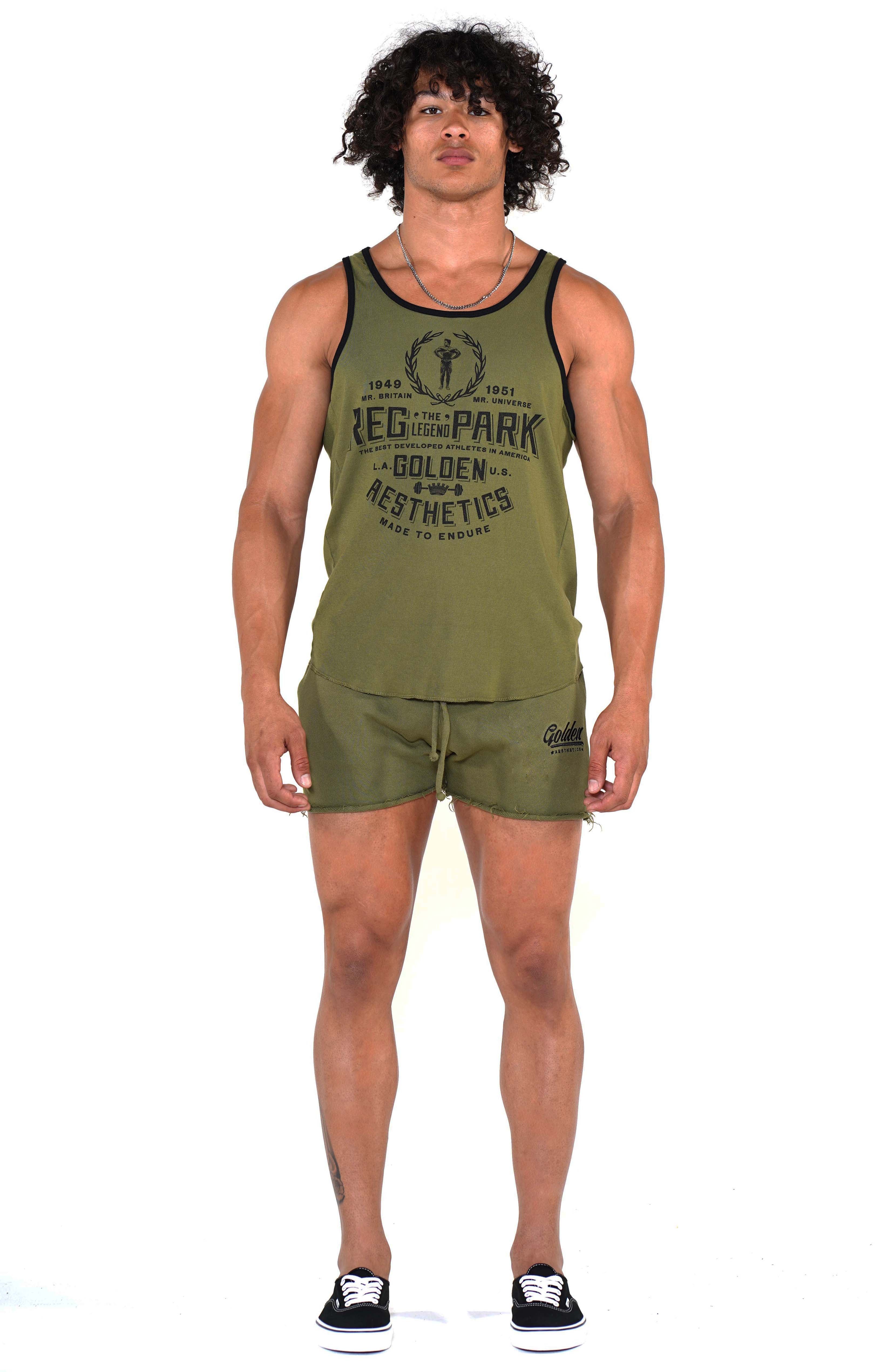 Men's Army Green/Black Shorts - Golden Aesthetics