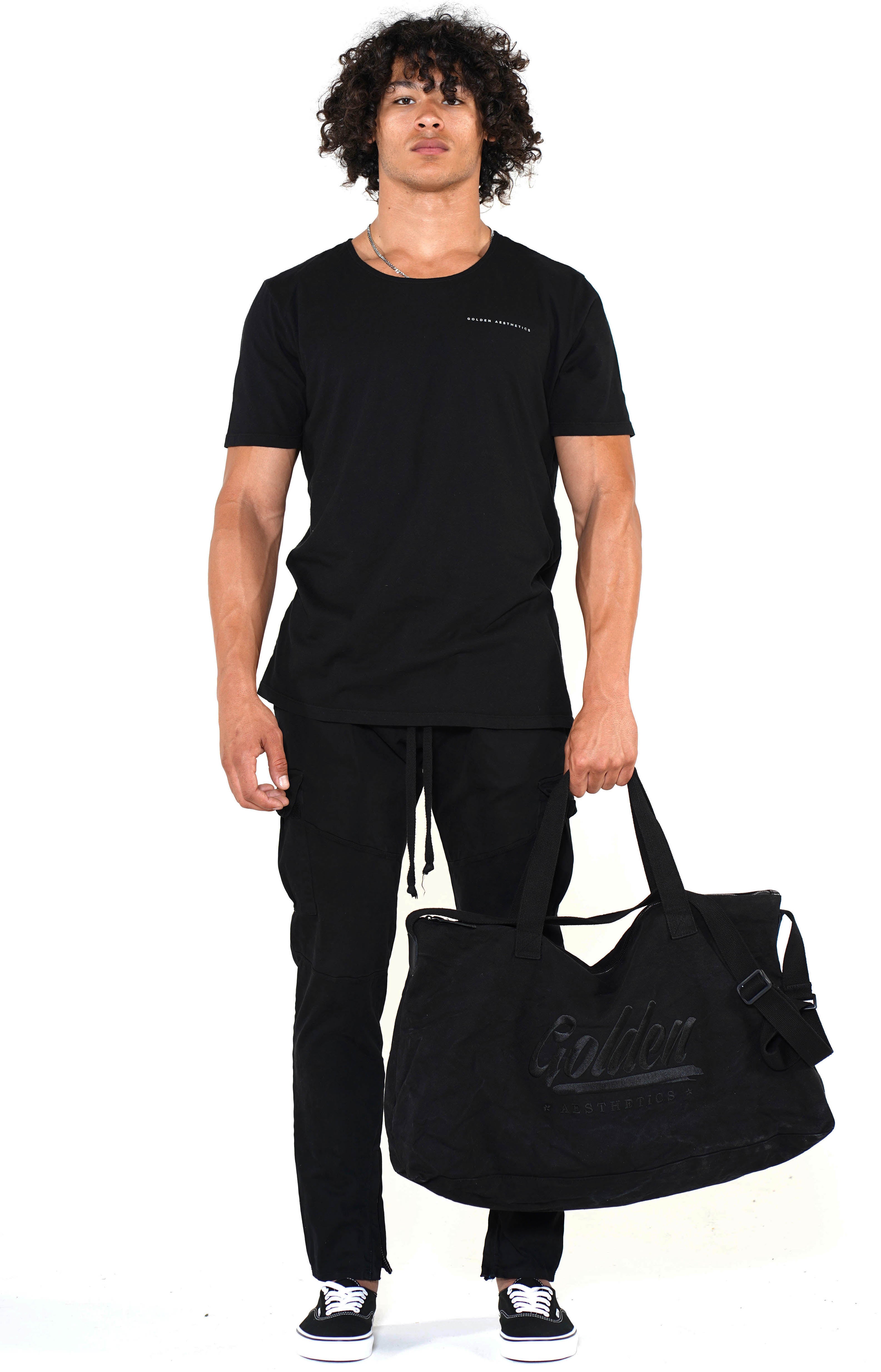 Men's Black Scoop Neck T-Shirt - Golden Aesthetics