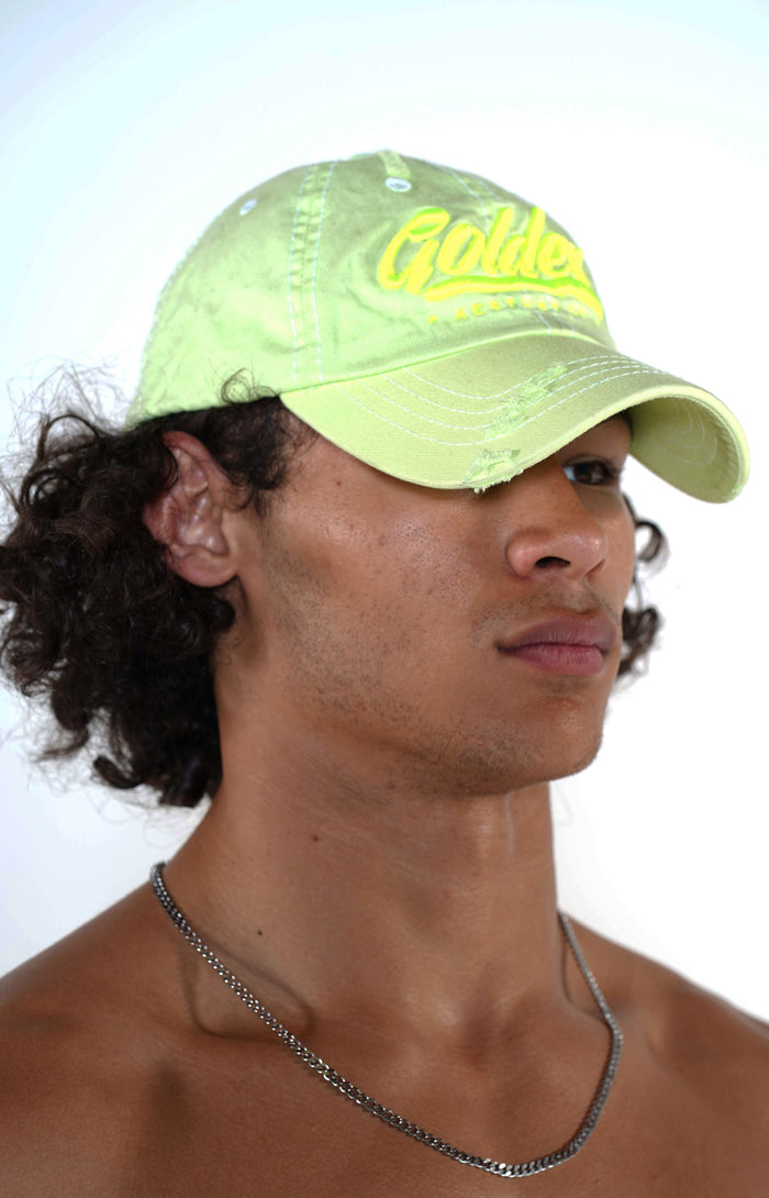 Men's Golden Aesthetics Neon Green Distressed Denim Cap - Golden Aesthetics