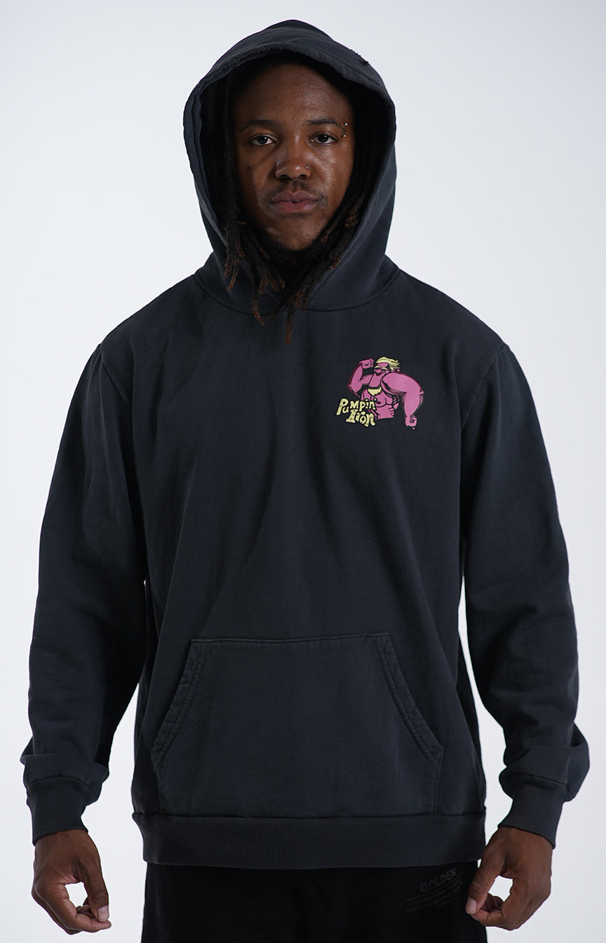 Wash Black Retro Hoodie