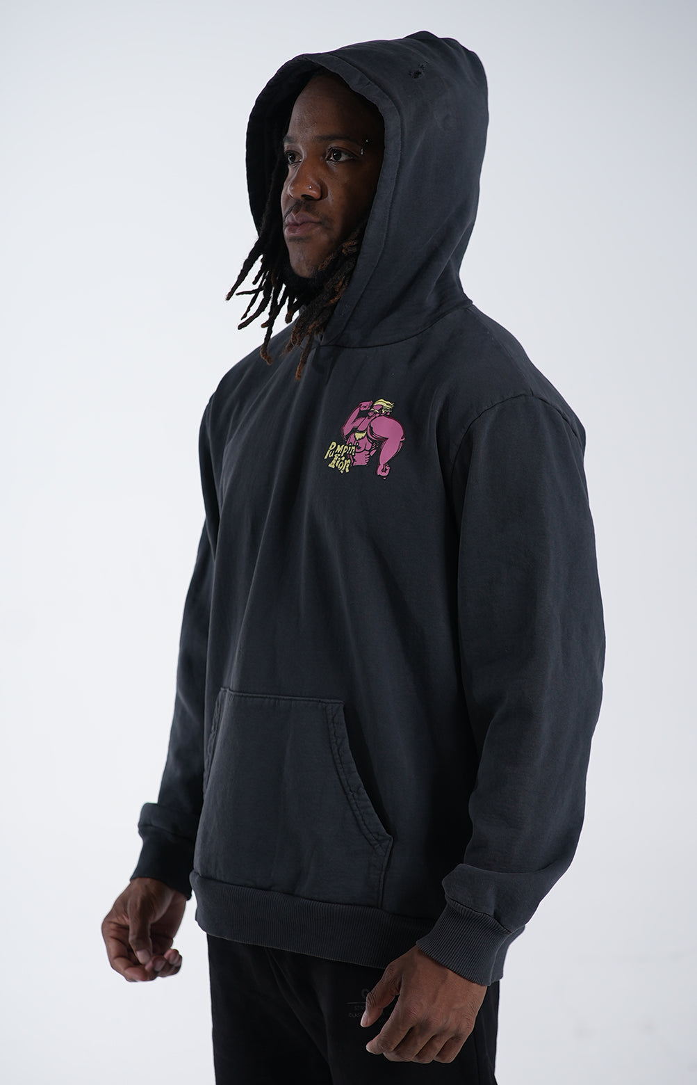 Wash Black Retro Hoodie
