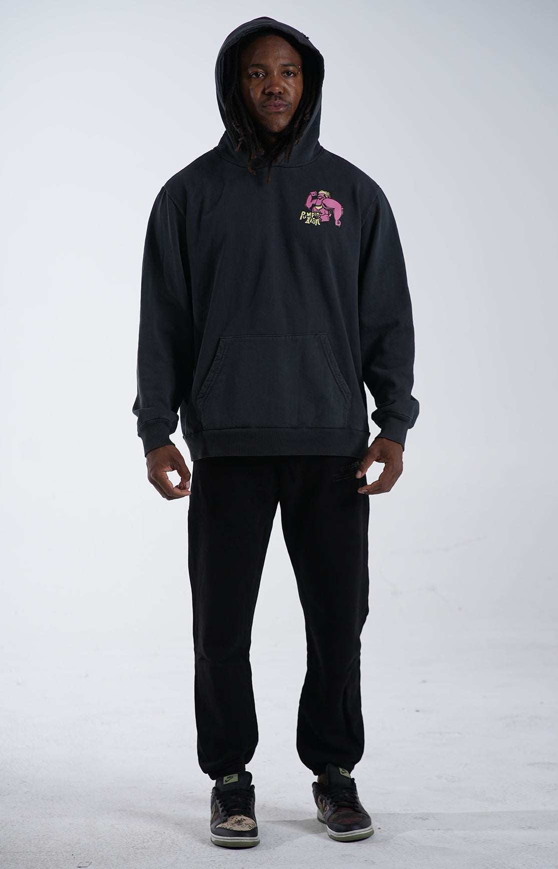 Wash Black Retro Hoodie