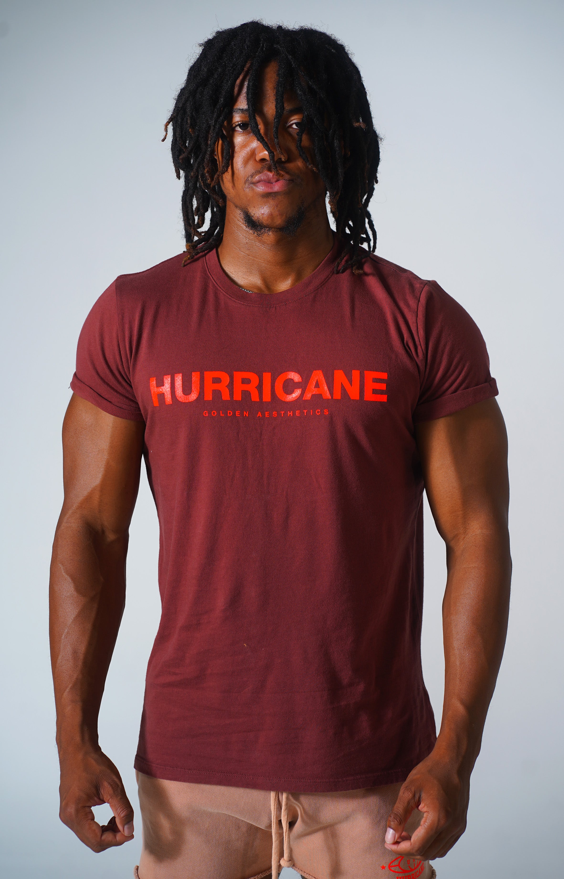 Burgundy Hurricane Rolled Sleeve T-Shirt