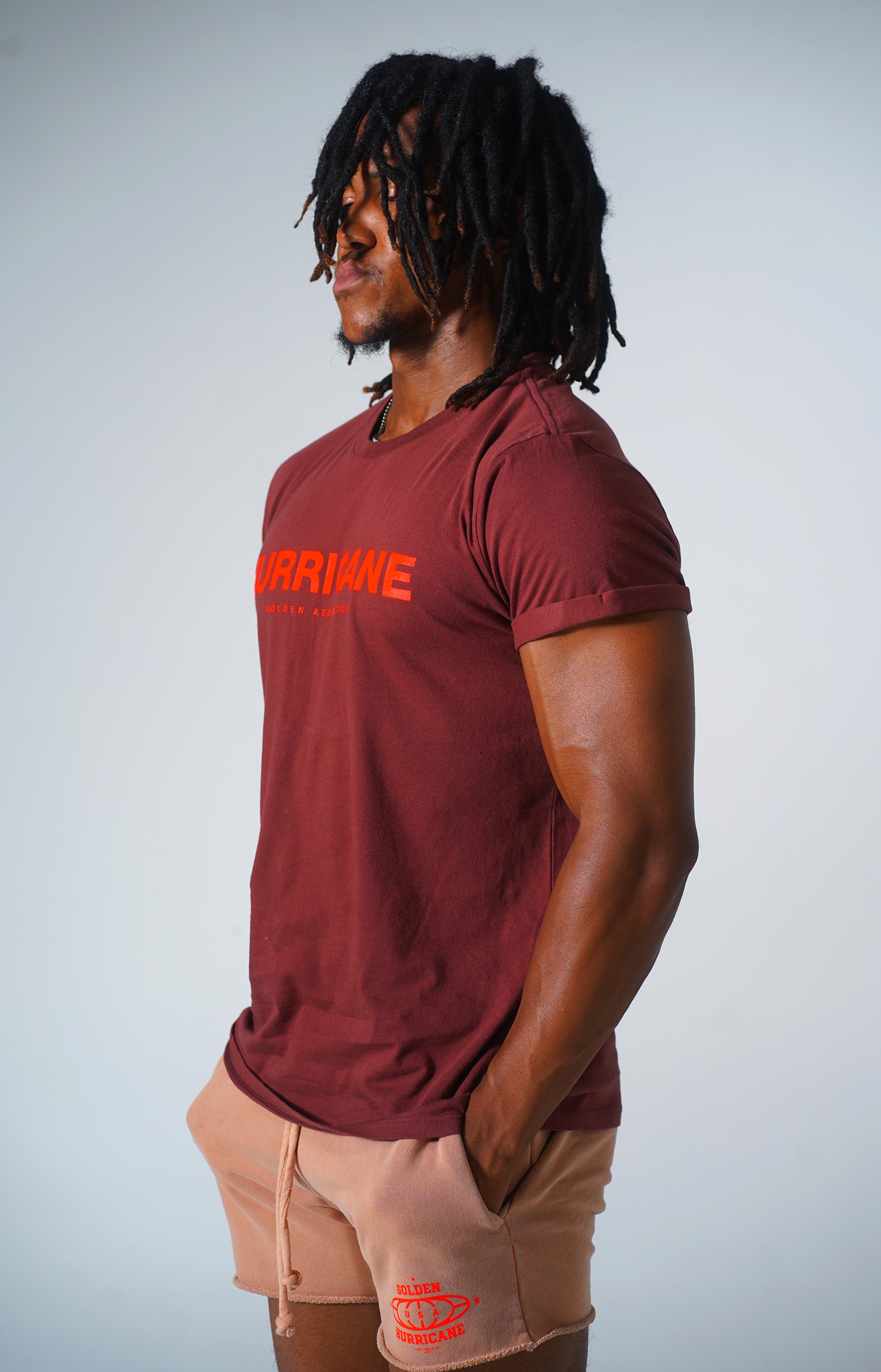 Burgundy Hurricane Rolled Sleeve T-Shirt
