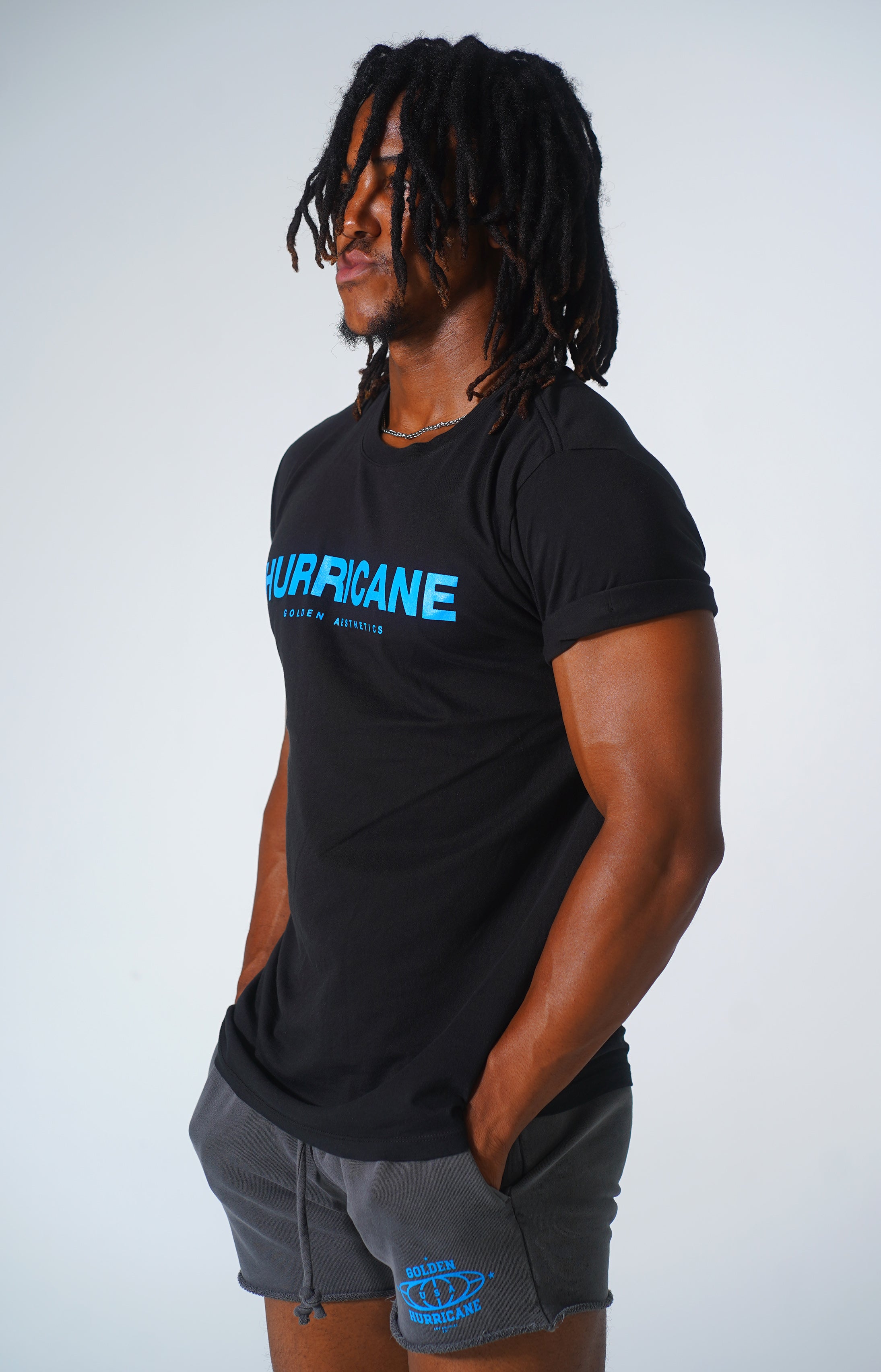 Black Hurricane Rolled Sleeve T-Shirt