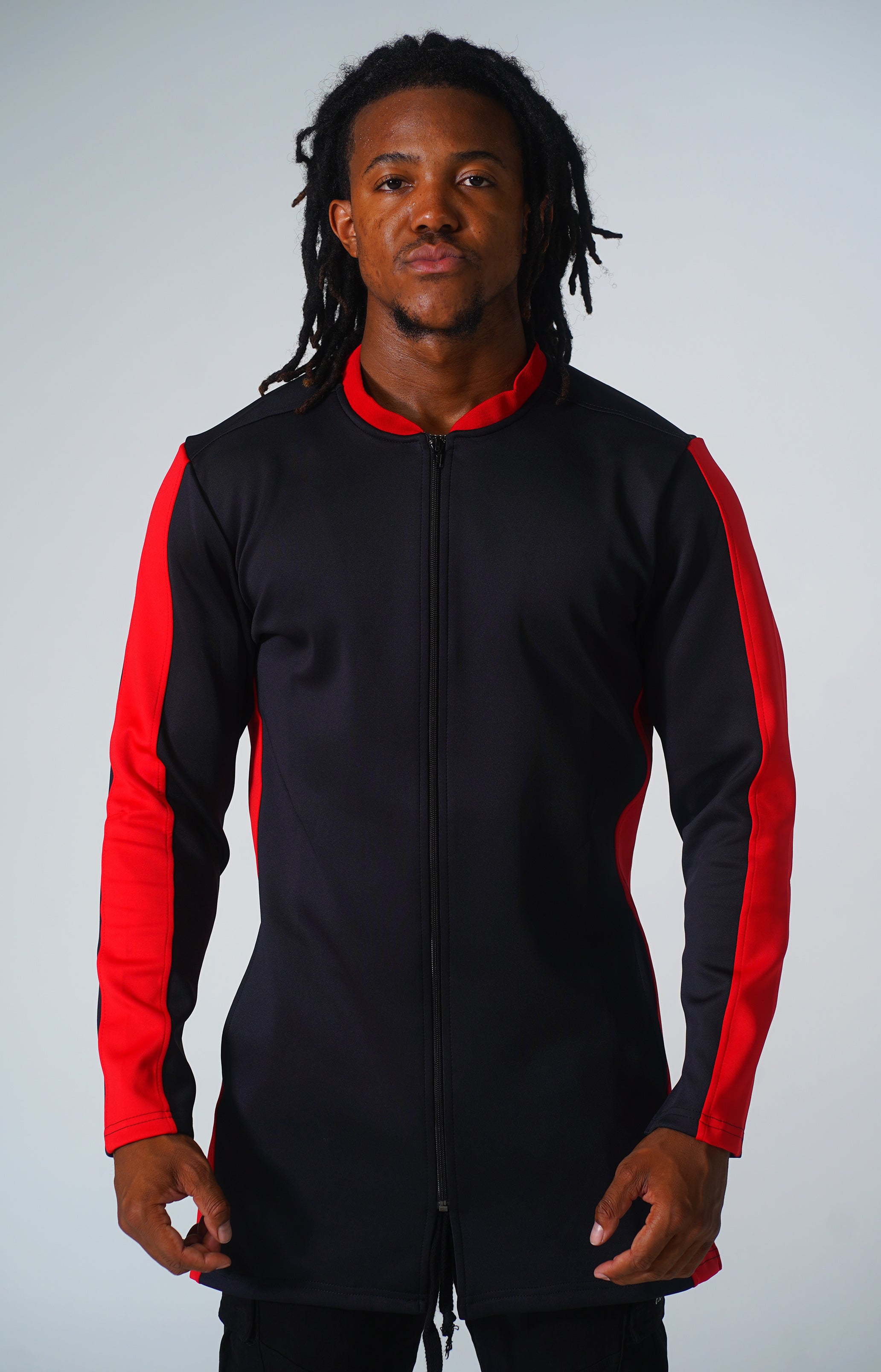 Mesh Athletic Fitted Long Coat - Jet Black/Brash