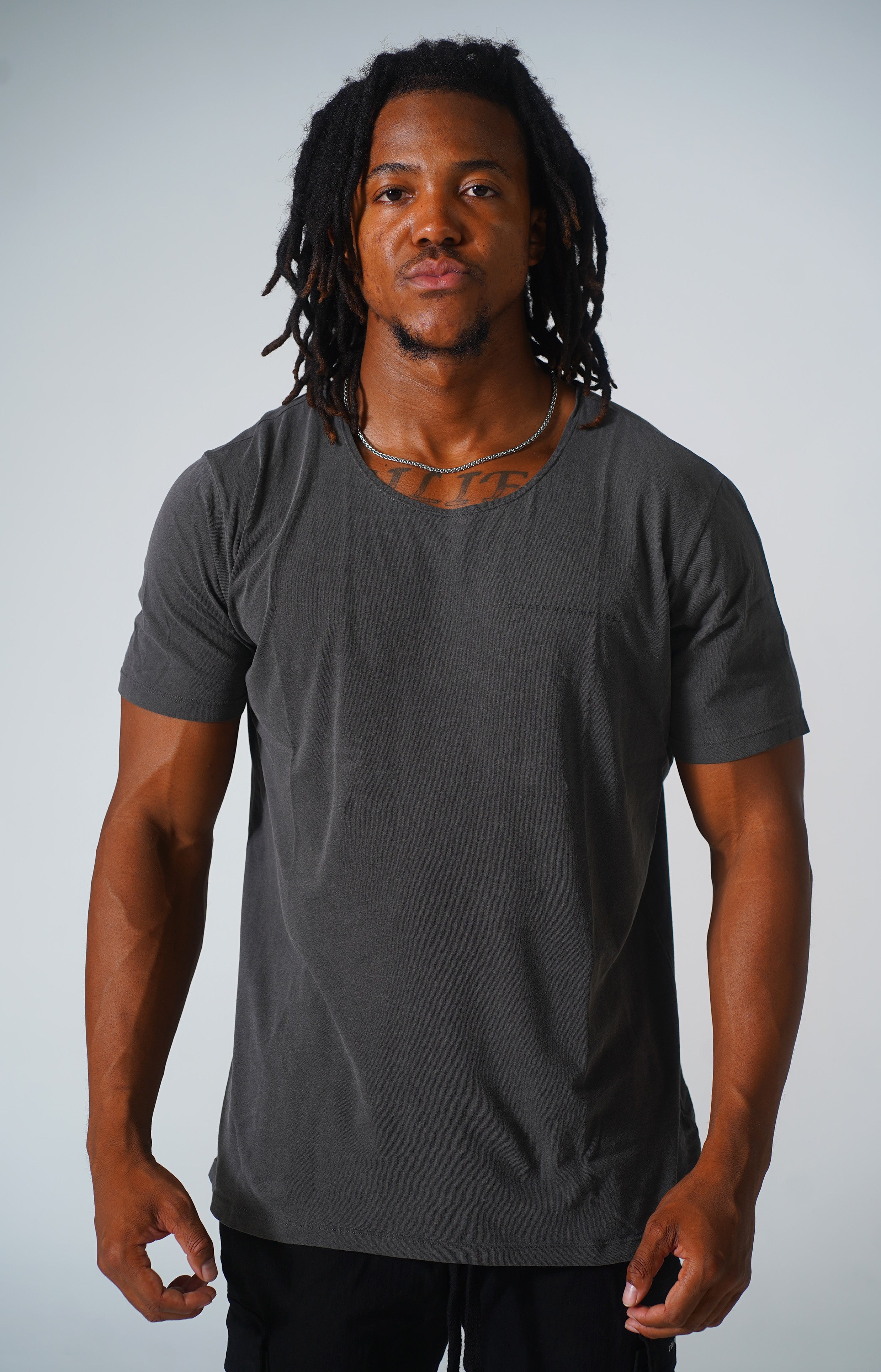 Faded Black Scoop Neck T-Shirt