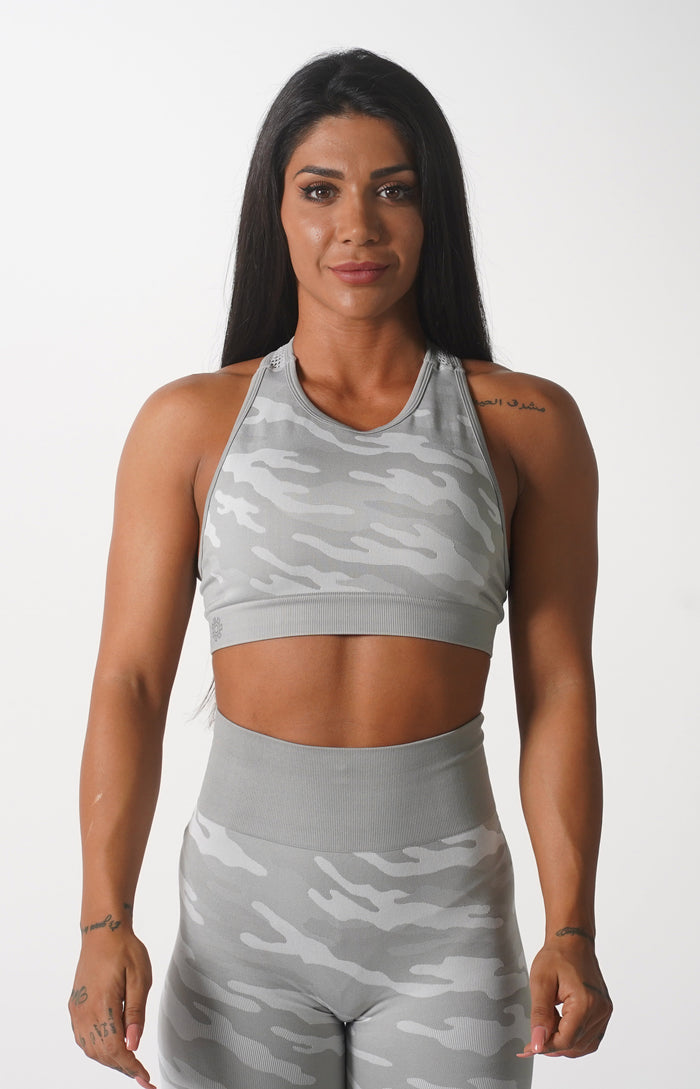 Grey Camo Sports Bra
