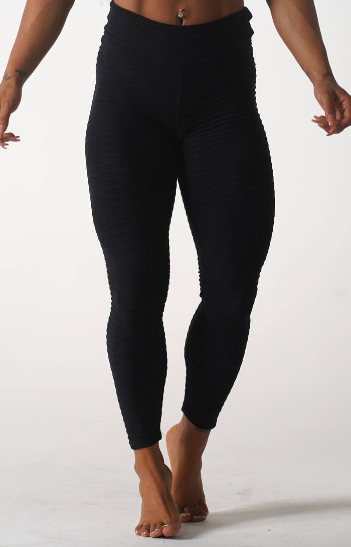 Black Textured Leggings