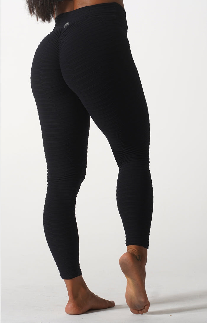 Black Textured Leggings