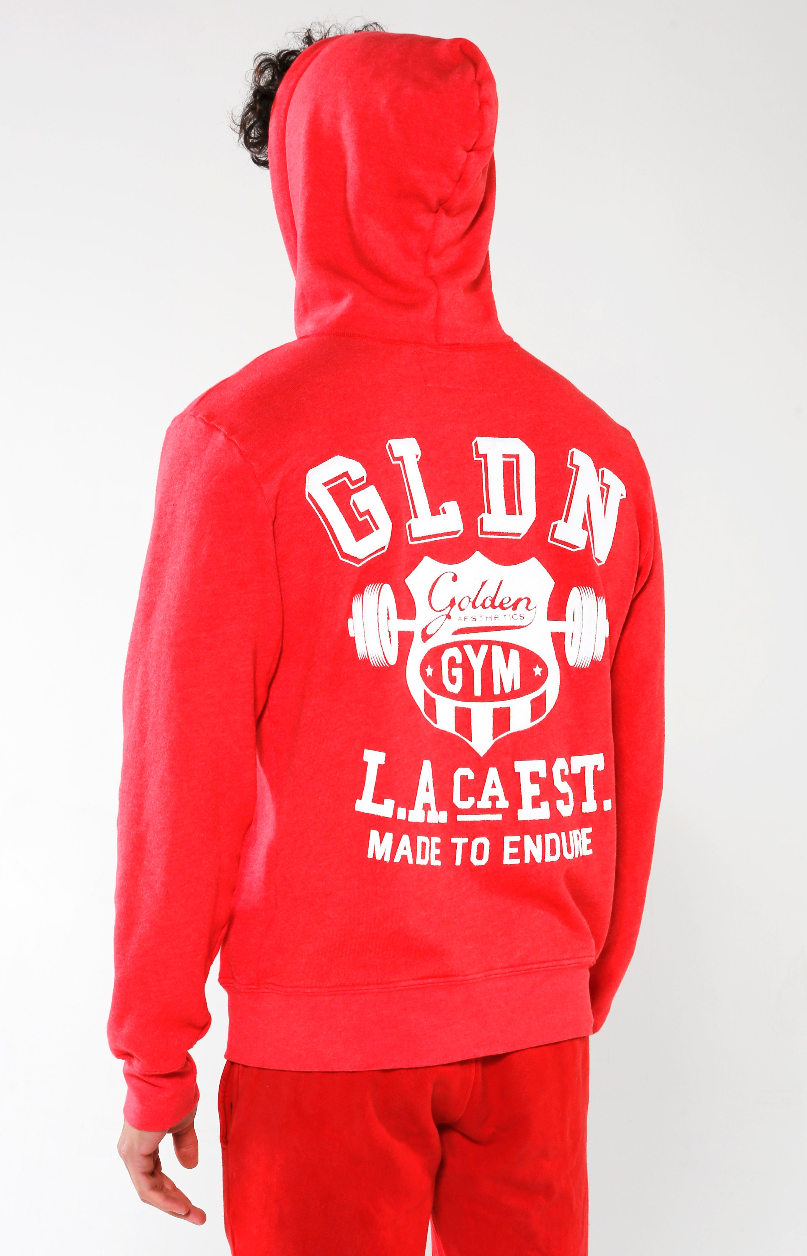 Men's Red Gym Crest Hoodie | Golden Aesthetics - Golden Aesthetics