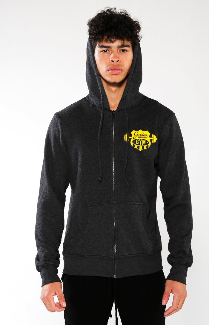 Men's Black Gym Crest Hoodie | Golden Aesthetics - Golden Aesthetics