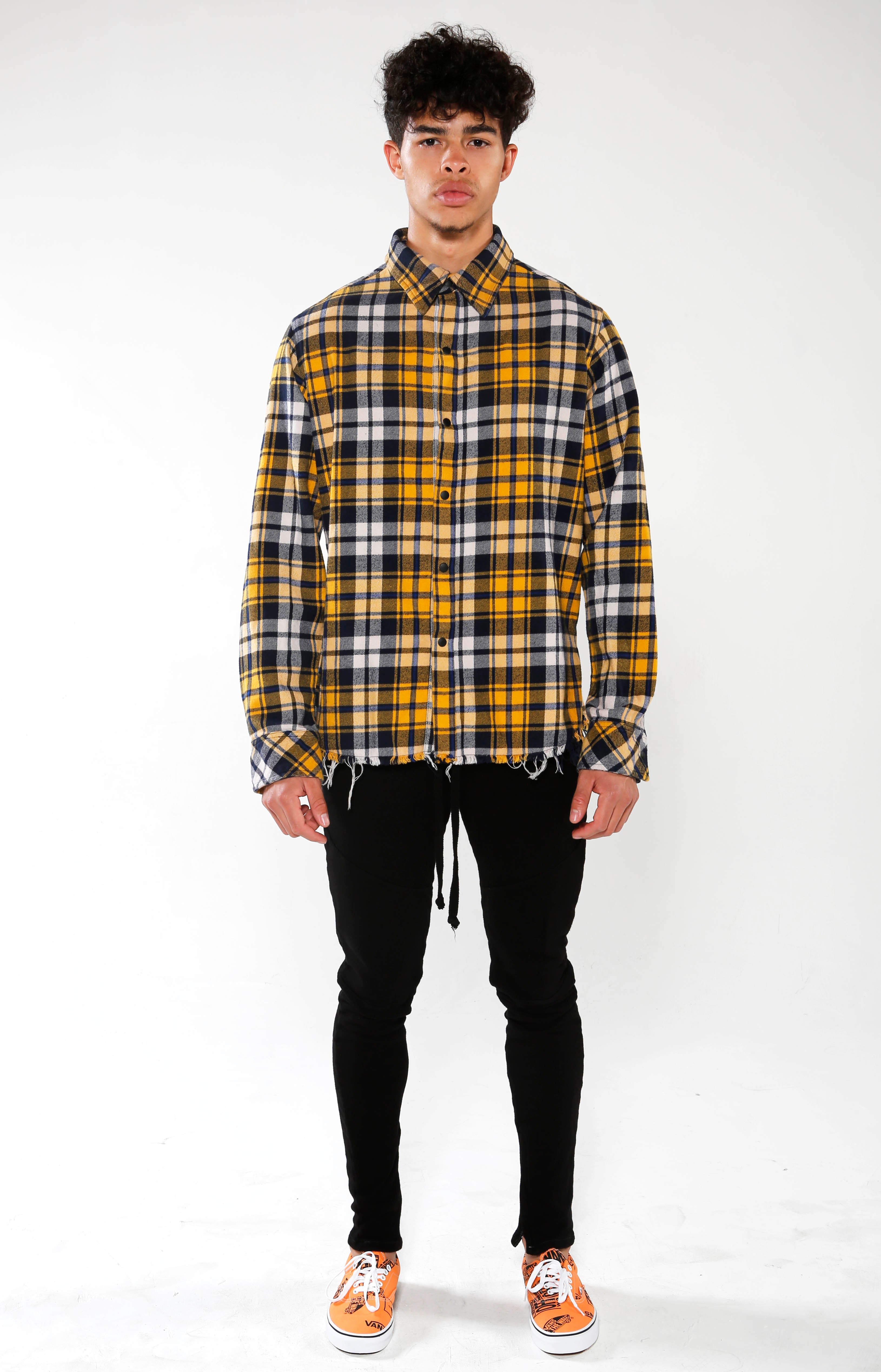 Men's Yellow Checkered Calligraffiti Flannel | Golden Aesthetics - Golden Aesthetics