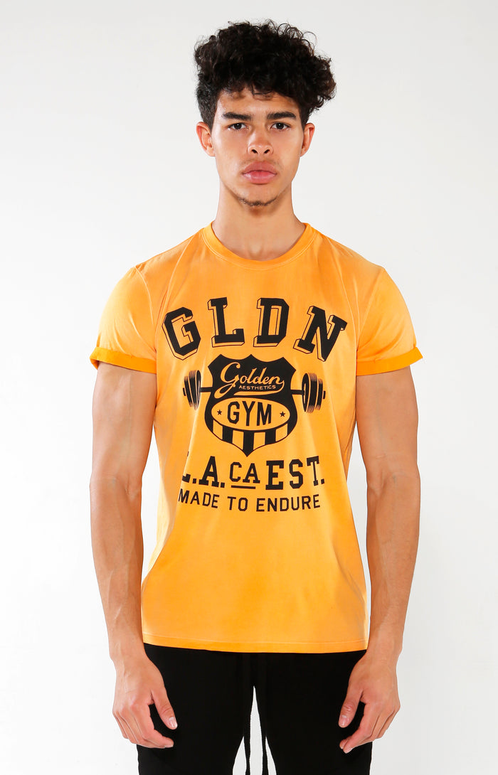 Men's Yellow Gym Crest T-Shirt | Golden Aesthetics - Golden Aesthetics