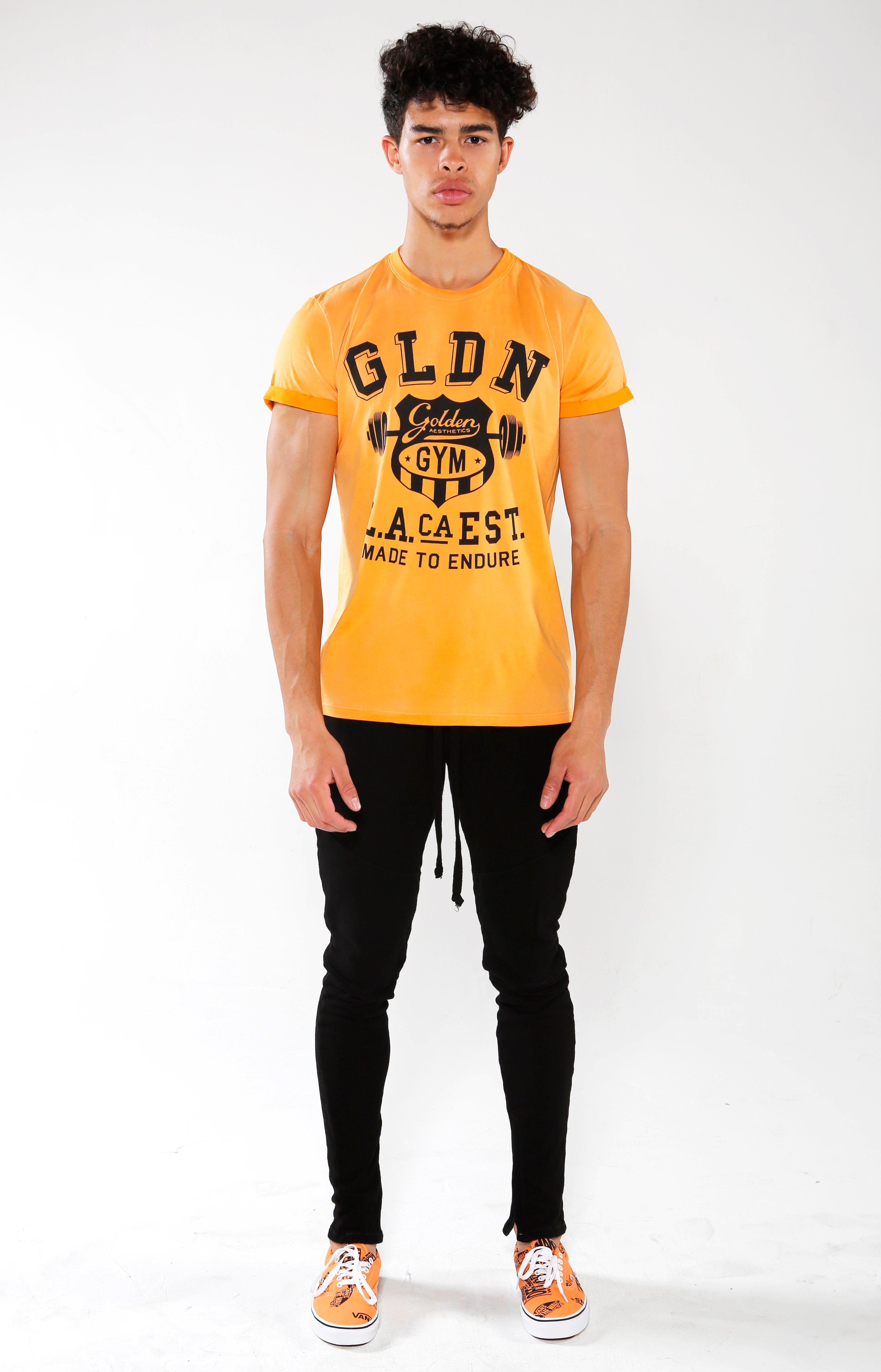 Men's Yellow Gym Crest T-Shirt | Golden Aesthetics - Golden Aesthetics