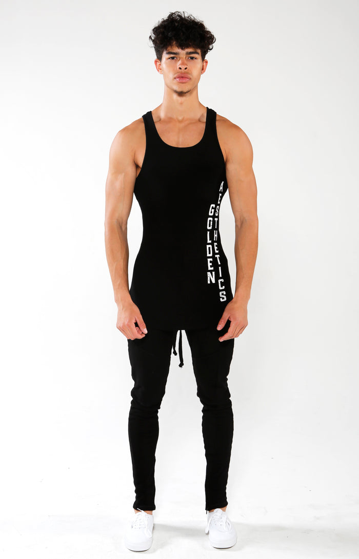 Men's Black GA Ribbed Tank | Golden Aesthetics - Golden Aesthetics
