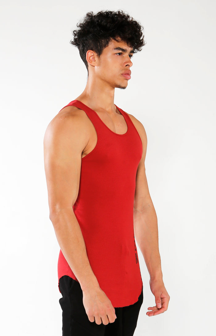 Men's Red GA Ribbed Tank | Golden Aesthetics - Golden Aesthetics