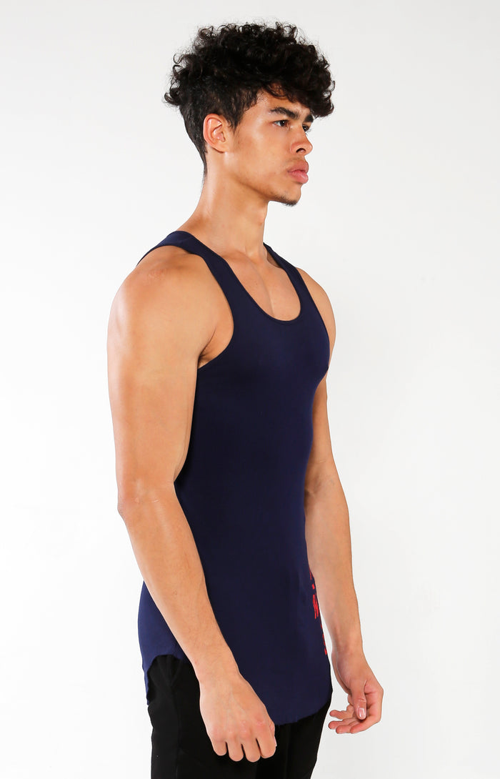 Men's Blue GA Ribbed Tank | Golden Aesthetics - Golden Aesthetics