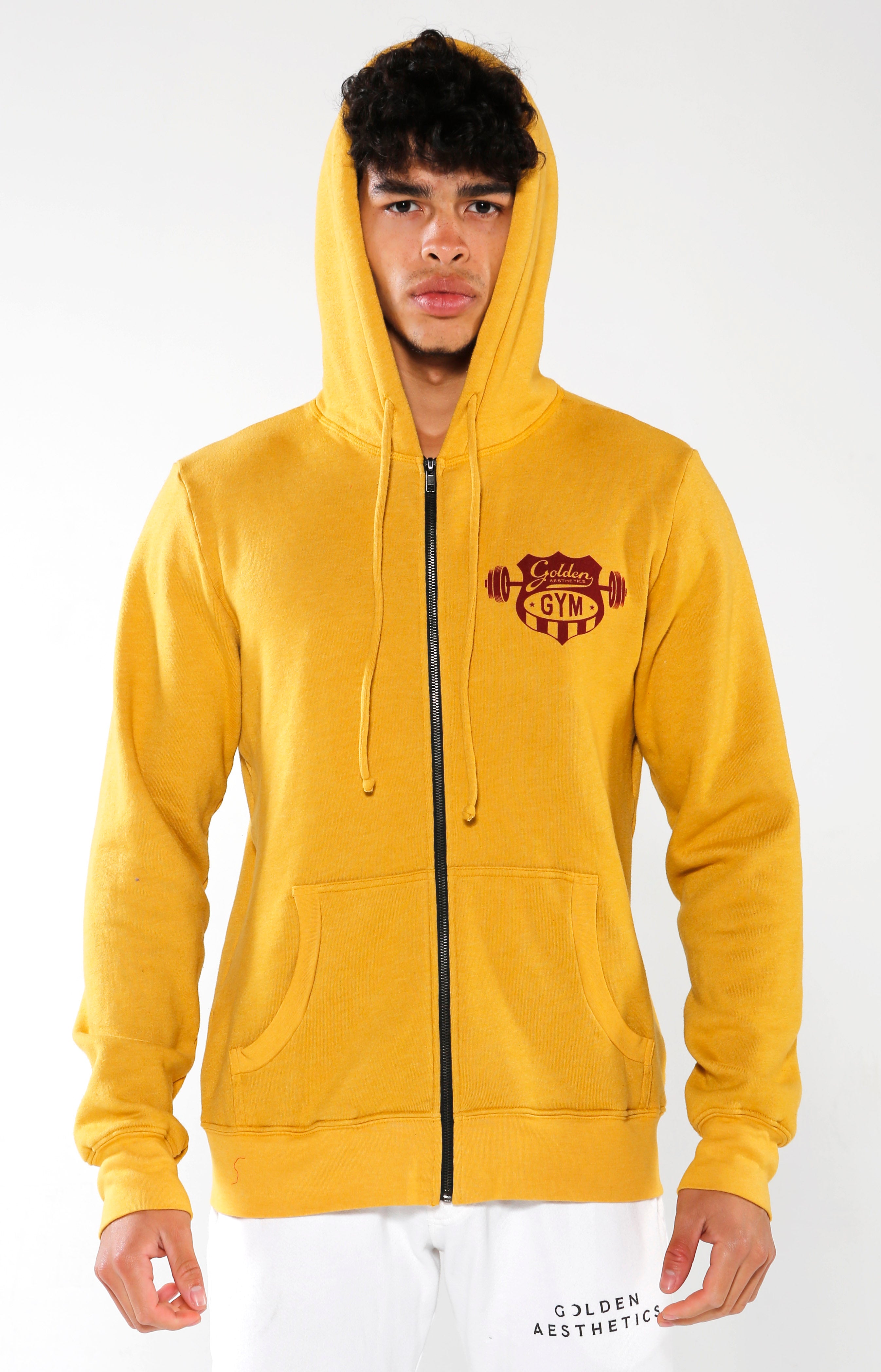 Men's Yellow Gym Crest Hoodie | Golden Aesthetics - Golden Aesthetics