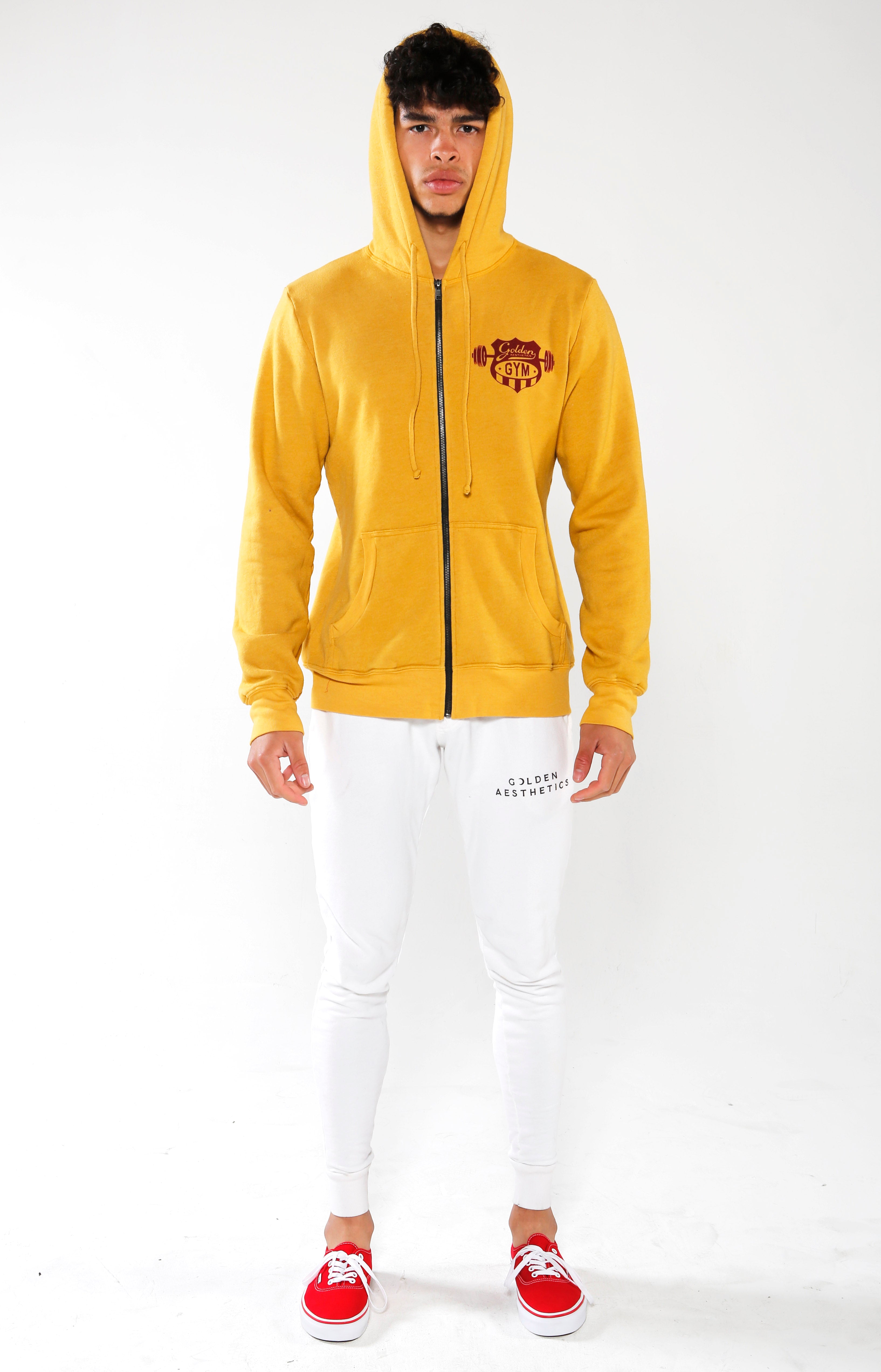 Men's Yellow Gym Crest Hoodie | Golden Aesthetics - Golden Aesthetics