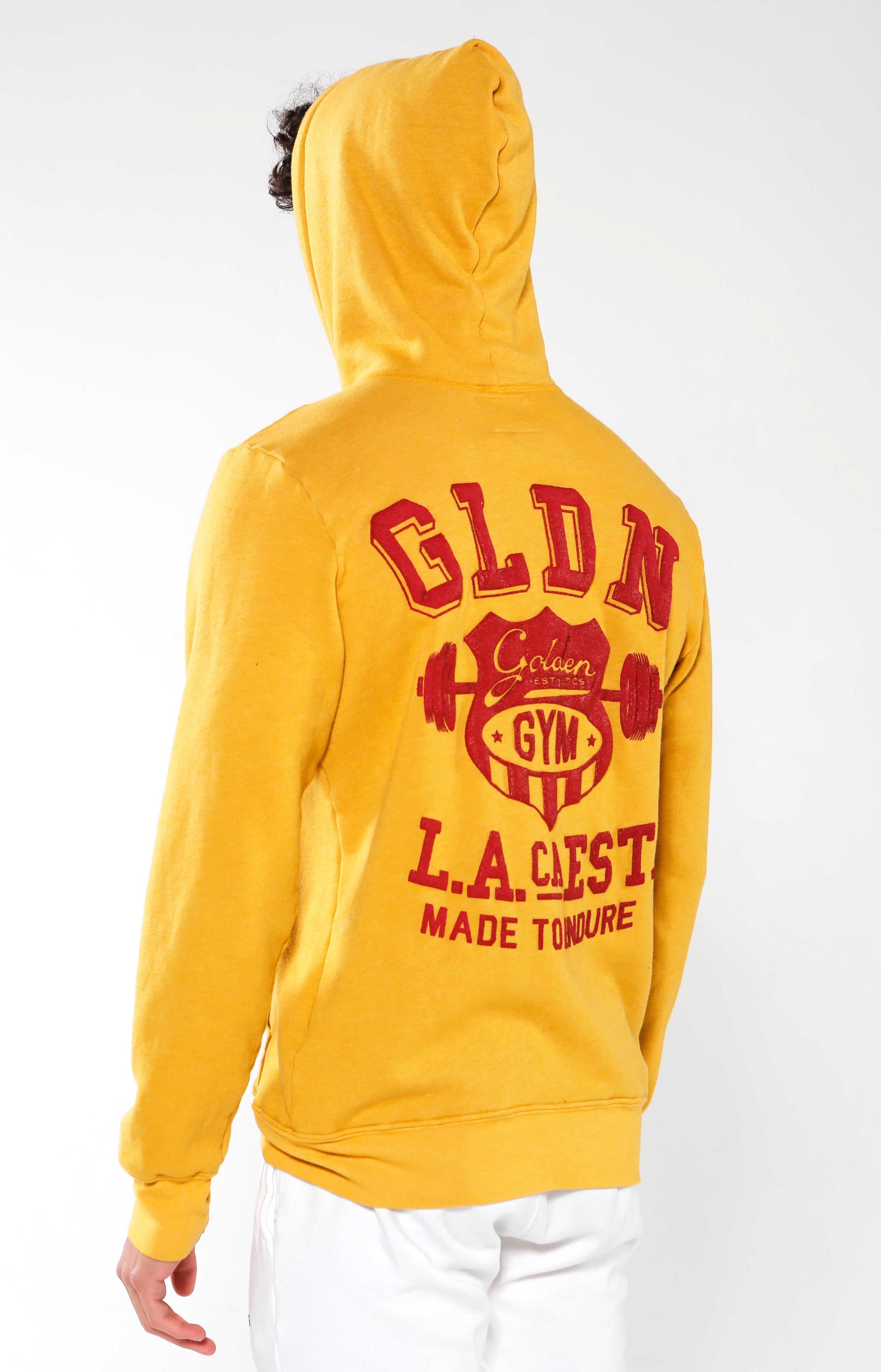 Men's Yellow Gym Crest Hoodie | Golden Aesthetics - Golden Aesthetics