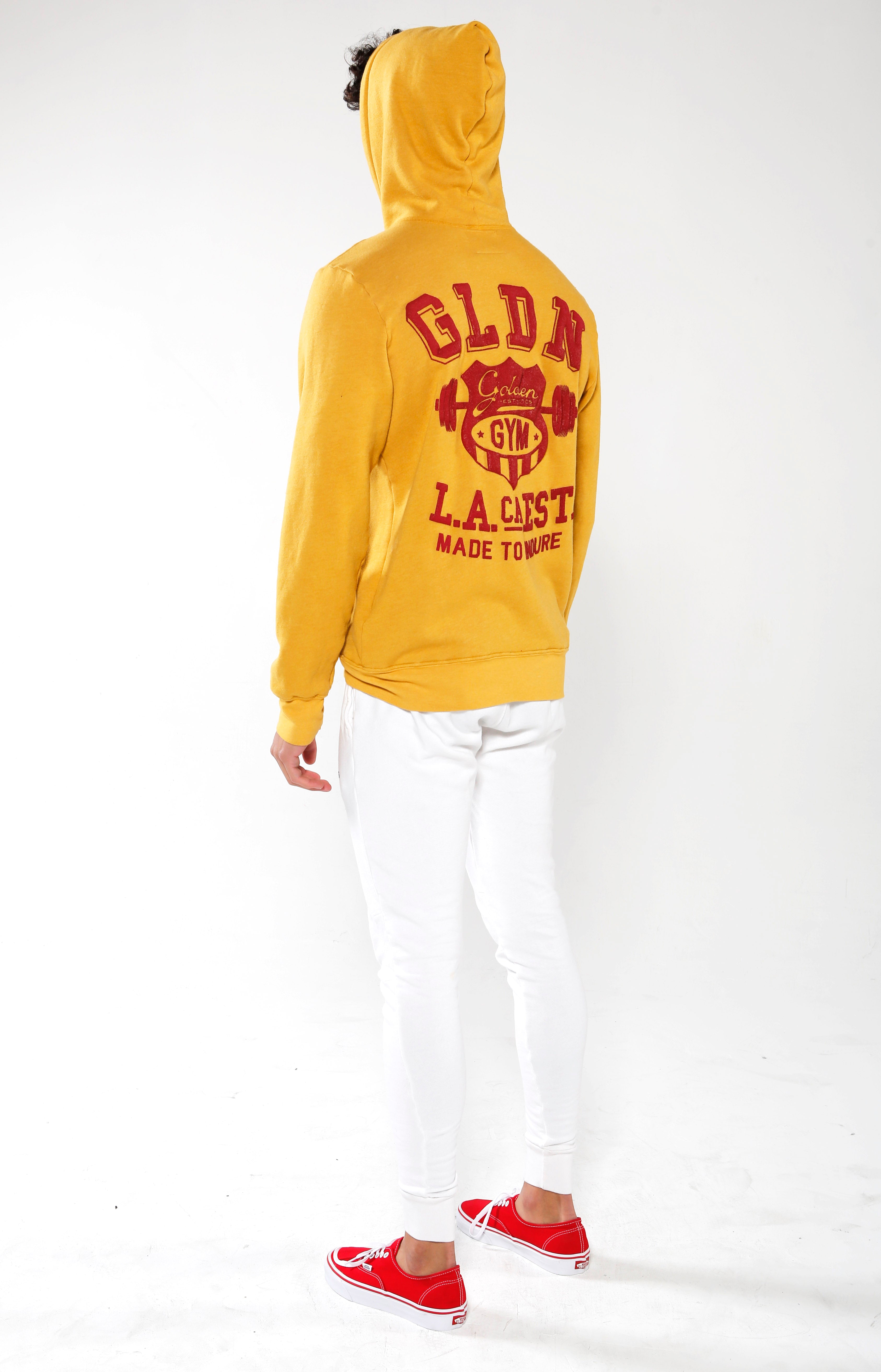 Men's Yellow Gym Crest Hoodie | Golden Aesthetics - Golden Aesthetics