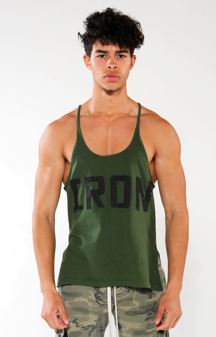 Men's Green IRON Stringer Tank | Golden Aesthetics - Golden Aesthetics