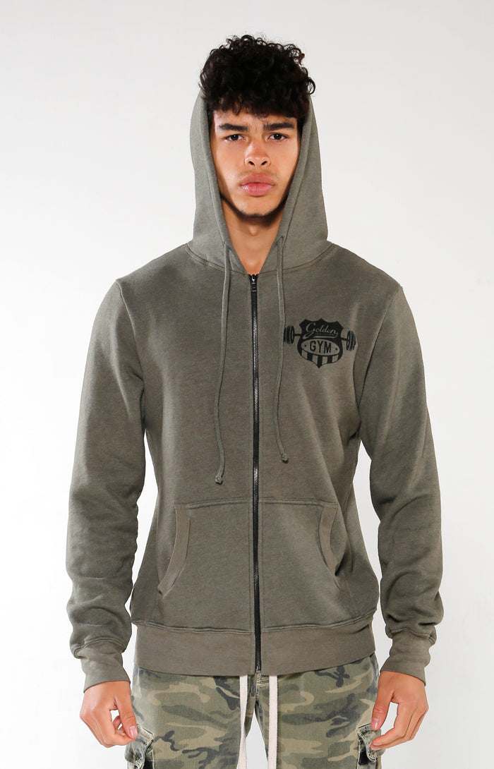 Men's Olive Gym Crest Hoodie | Golden Aesthetics - Golden Aesthetics