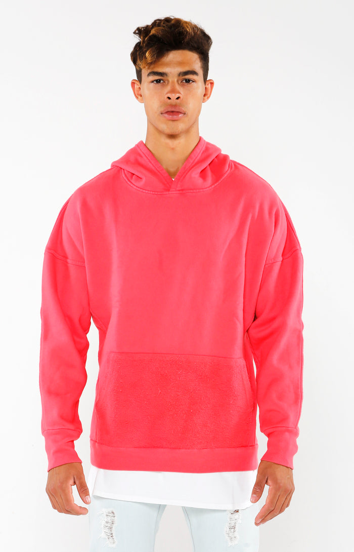Paneled Supima Hoodie - Faded Red - Golden Aesthetics