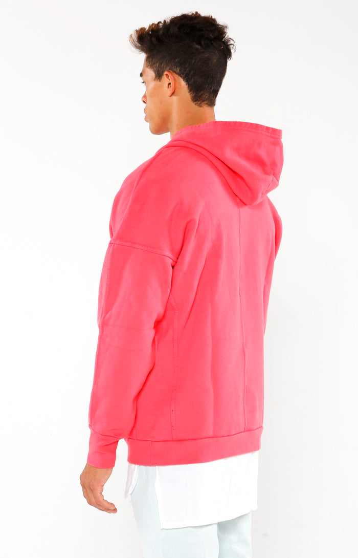 Paneled Supima Hoodie - Faded Red - Golden Aesthetics