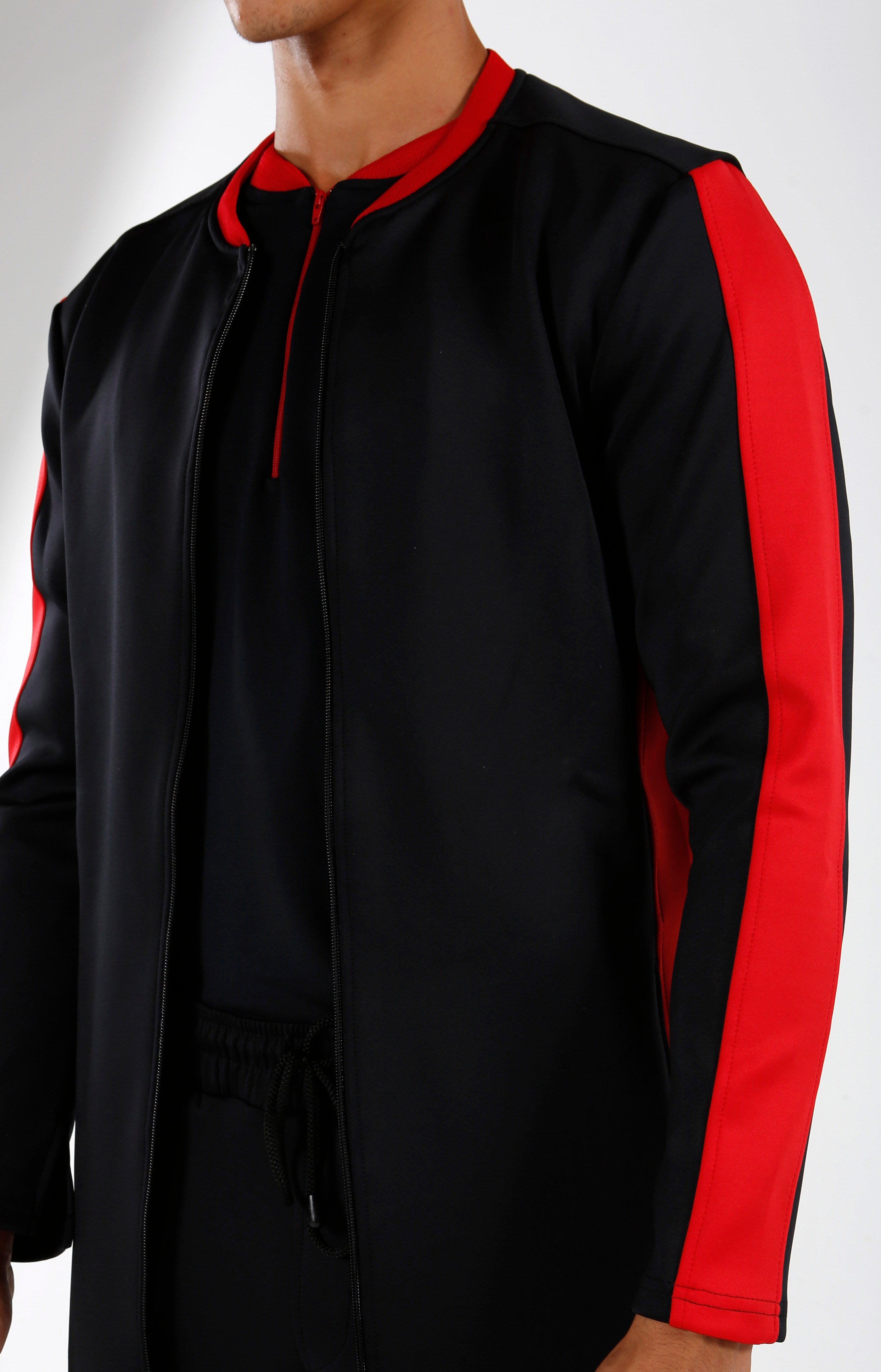 Mesh Athletic Fitted Long Coat - Jet Black/Brash - Golden Aesthetics