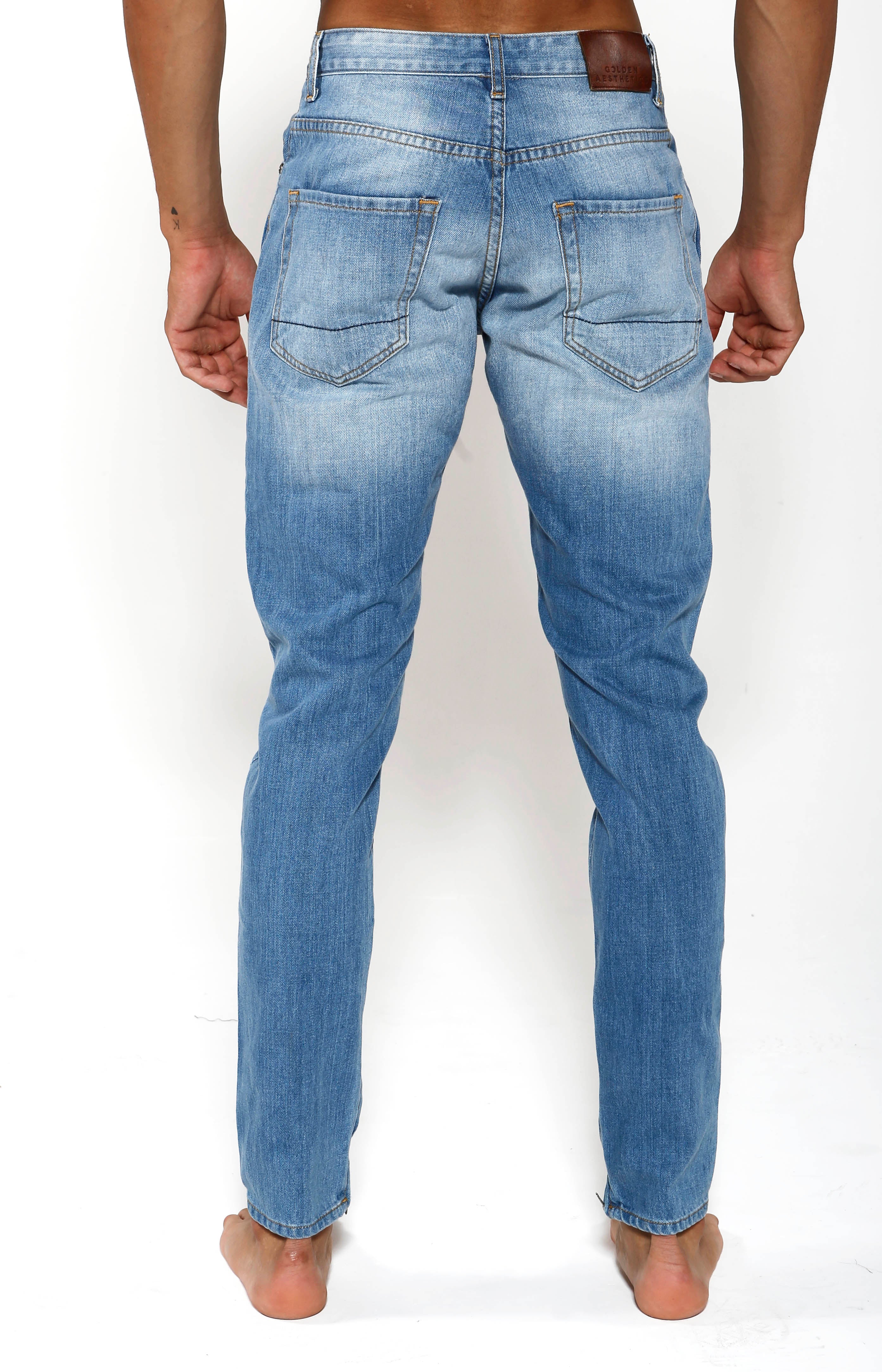 Tapered Stretch Denim - Indigo Blue - Golden Aesthetics