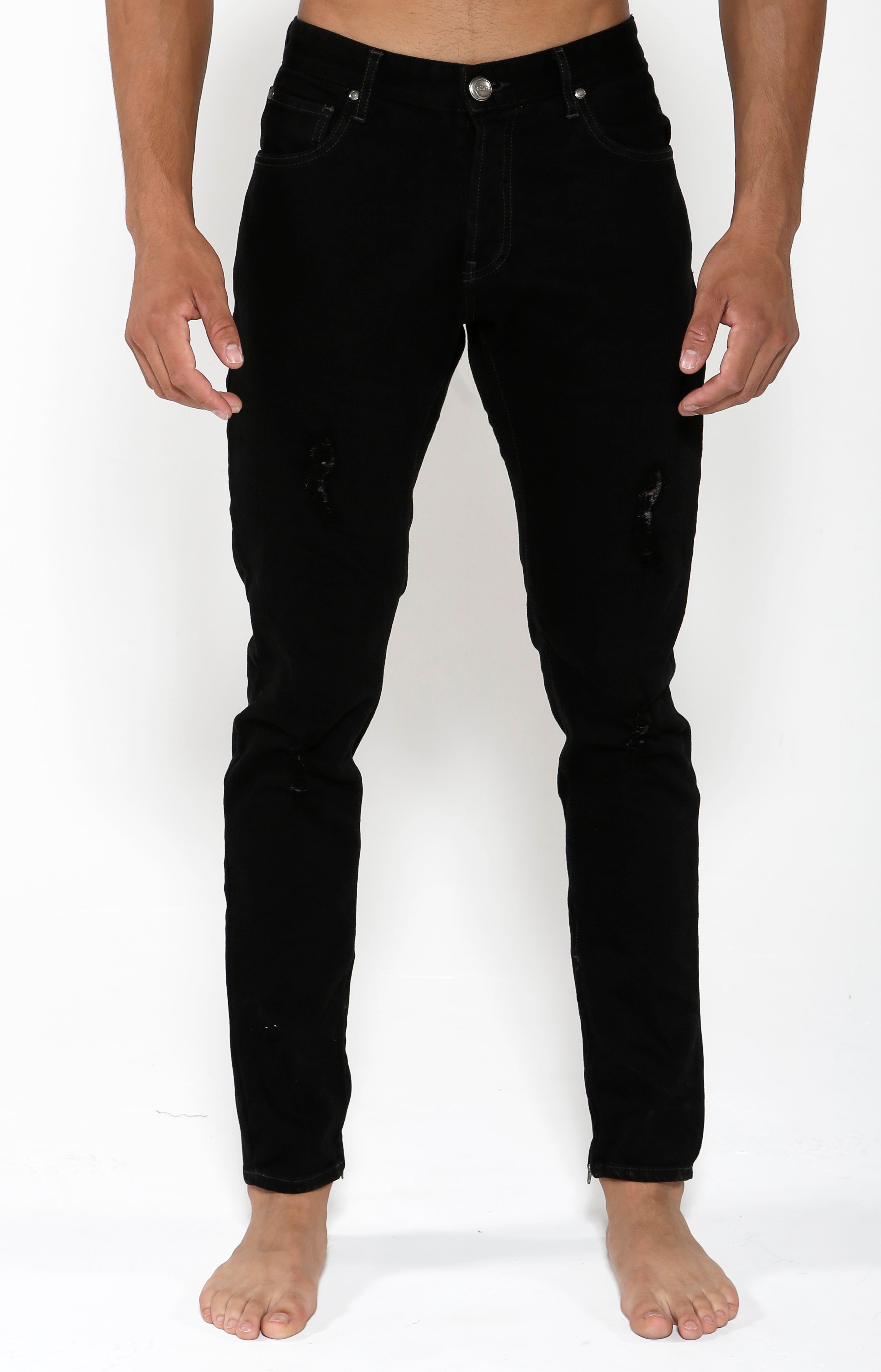 Tapered Stretch Denim - Black Onyx - Golden Aesthetics