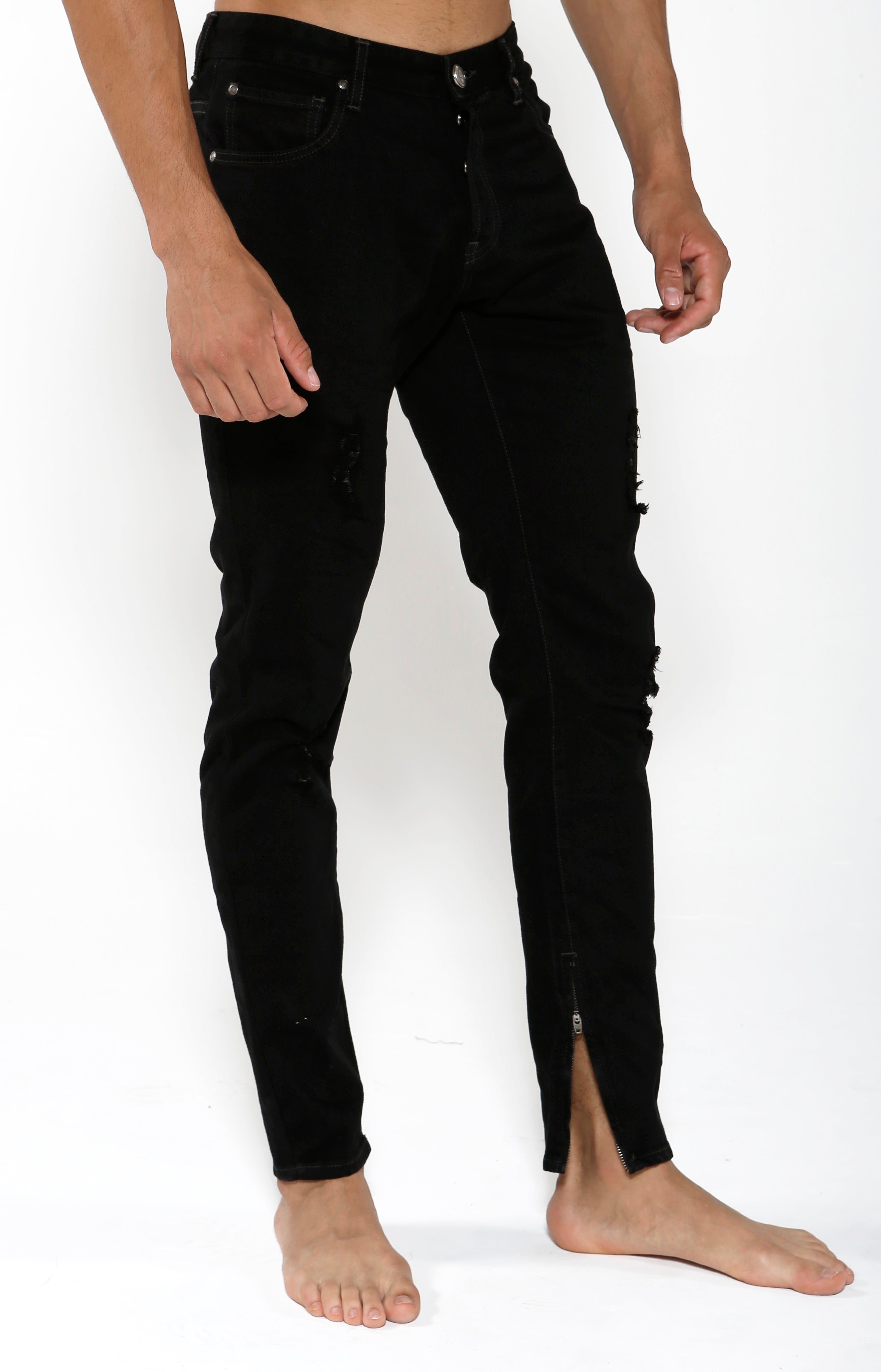 Tapered Stretch Denim - Black Onyx - Golden Aesthetics
