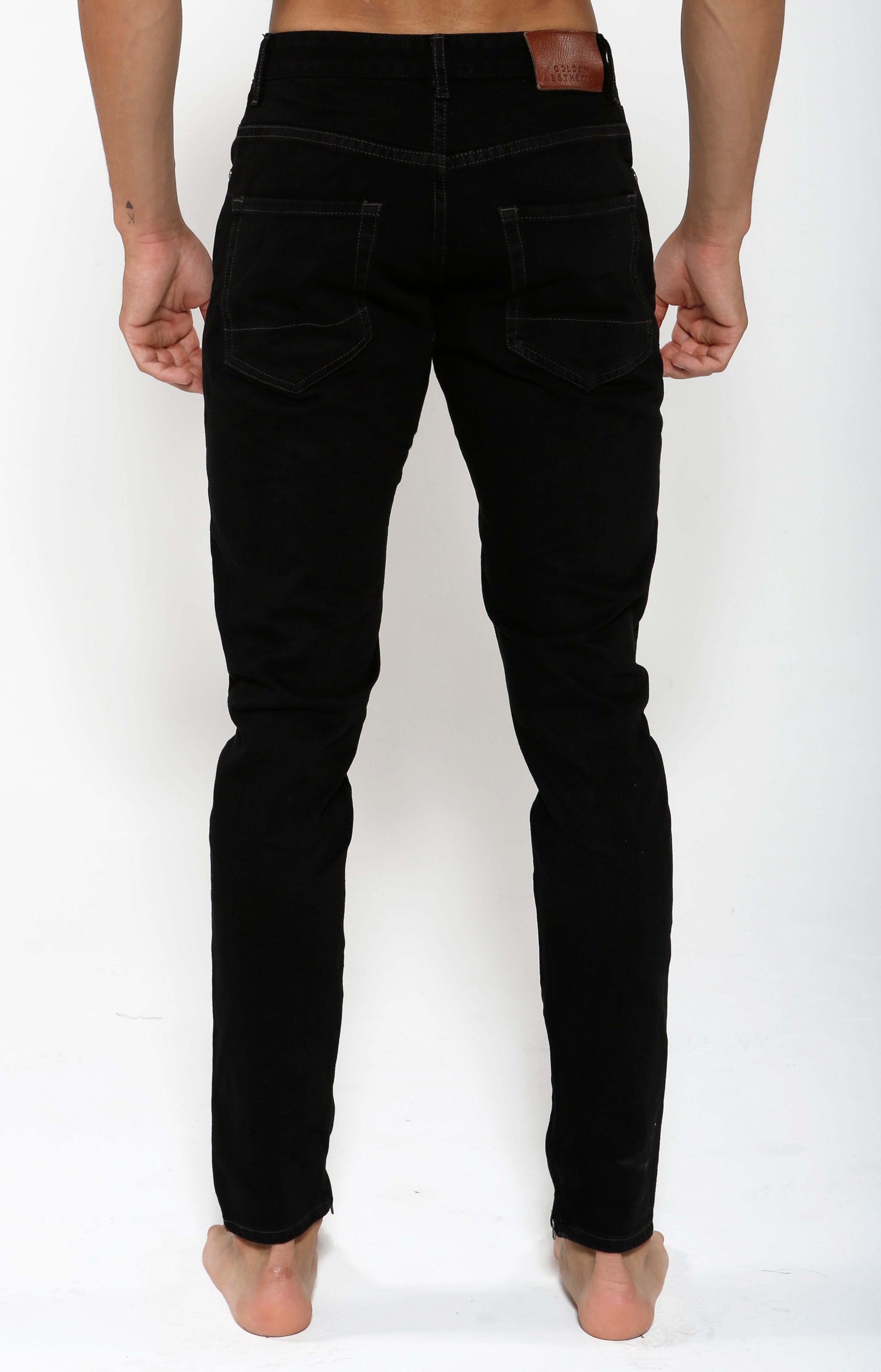 Tapered Stretch Denim - Black Onyx - Golden Aesthetics