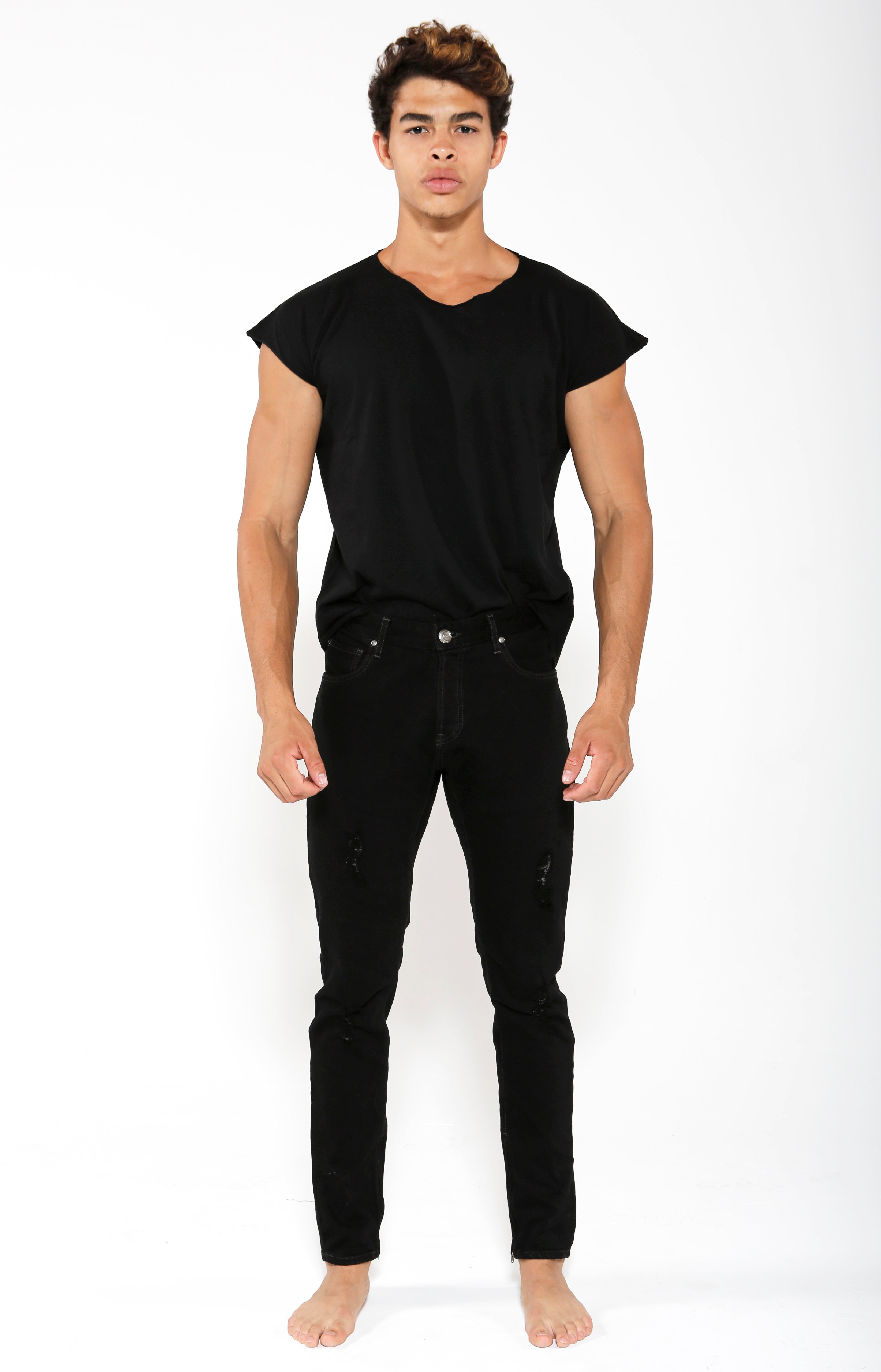 Tapered Stretch Denim - Black Onyx - Golden Aesthetics