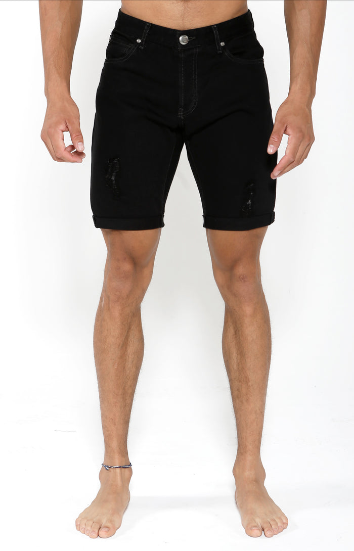 Denim Shorts - Onyx Black - Golden Aesthetics