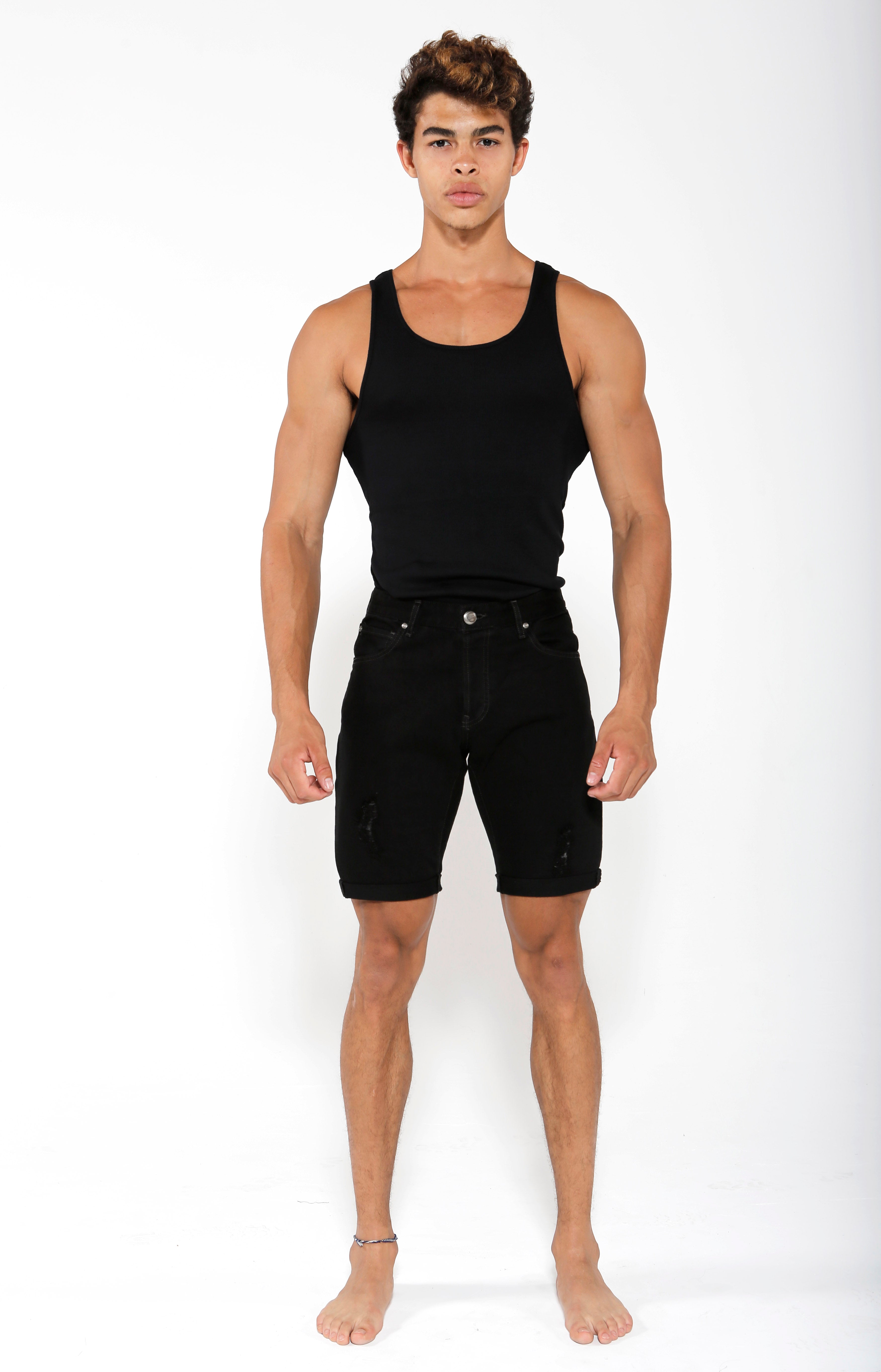 Denim Shorts - Onyx Black - Golden Aesthetics