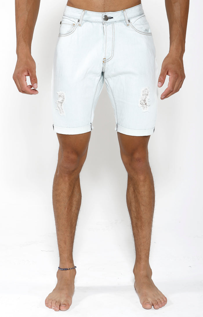 Denim Shorts - White Bleach - Golden Aesthetics