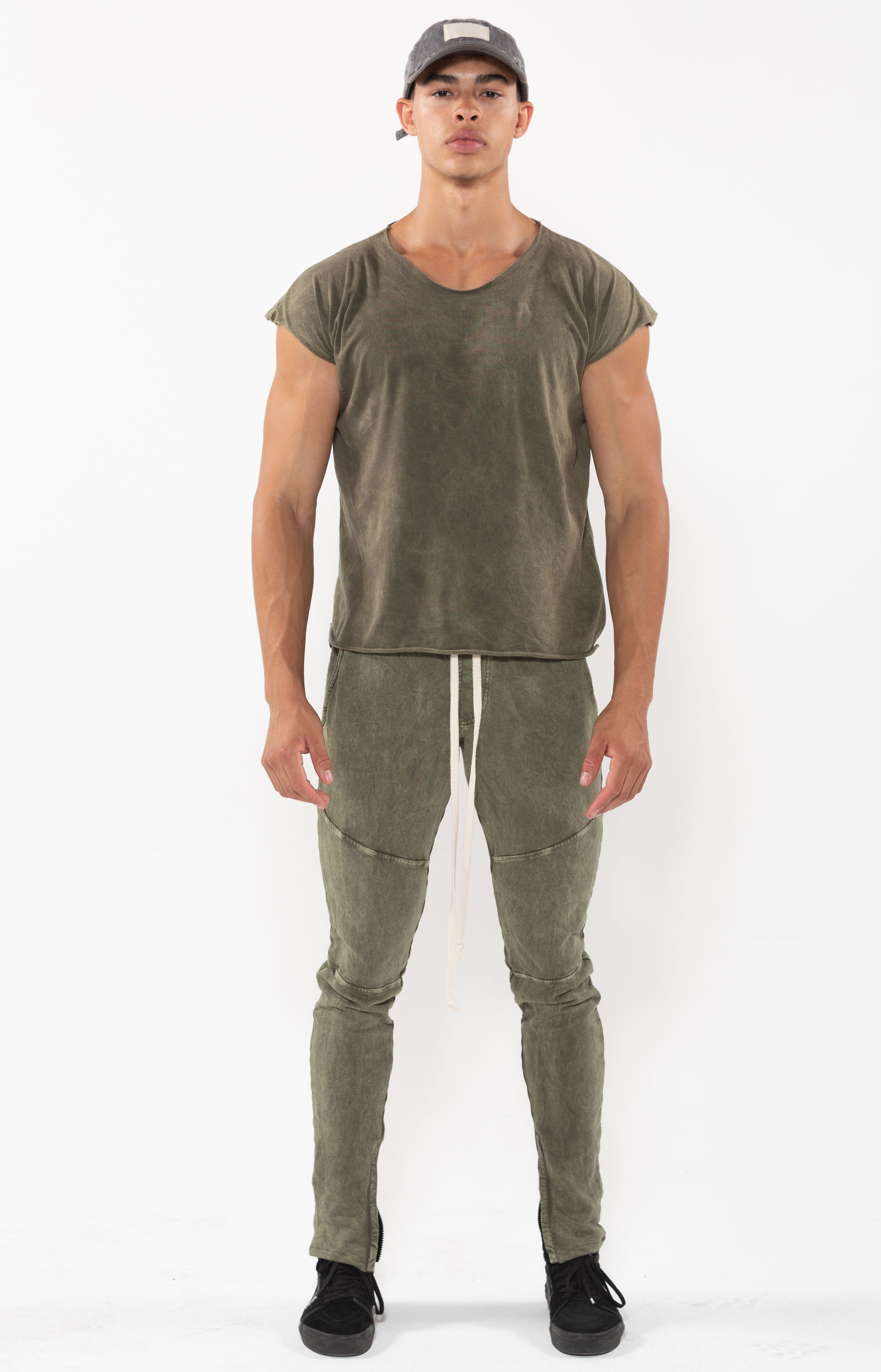 Capped Sleeve T Vintage Olive - Golden Aesthetics