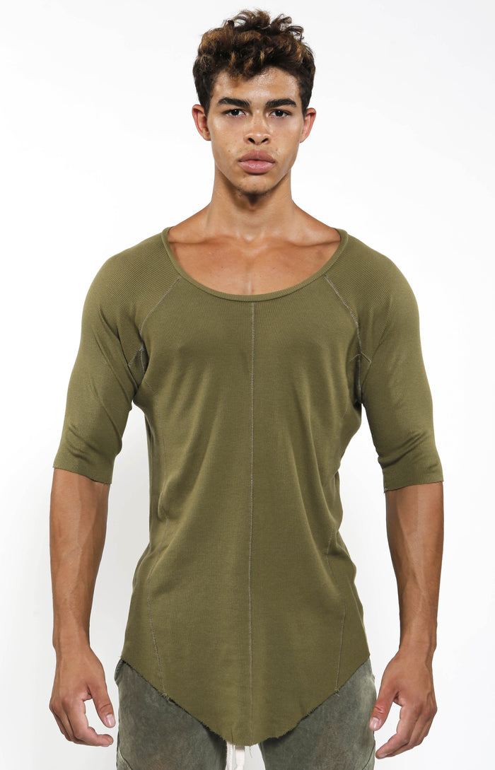 Fitted Rib Top - Military - Golden Aesthetics
