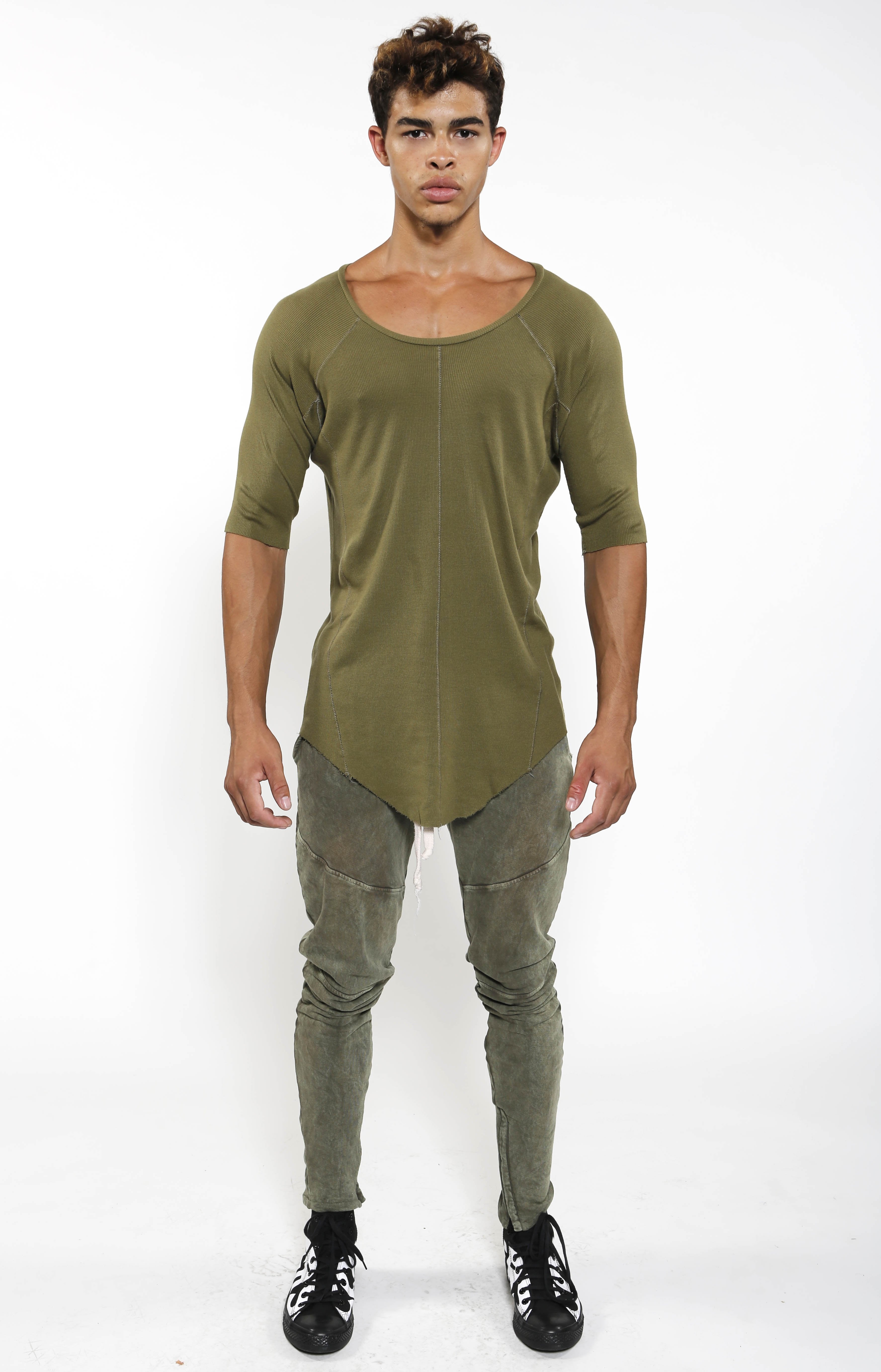 Fitted Rib Top - Military - Golden Aesthetics