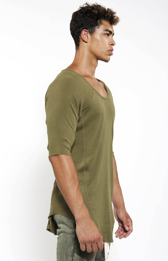 Fitted Rib Top - Military - Golden Aesthetics