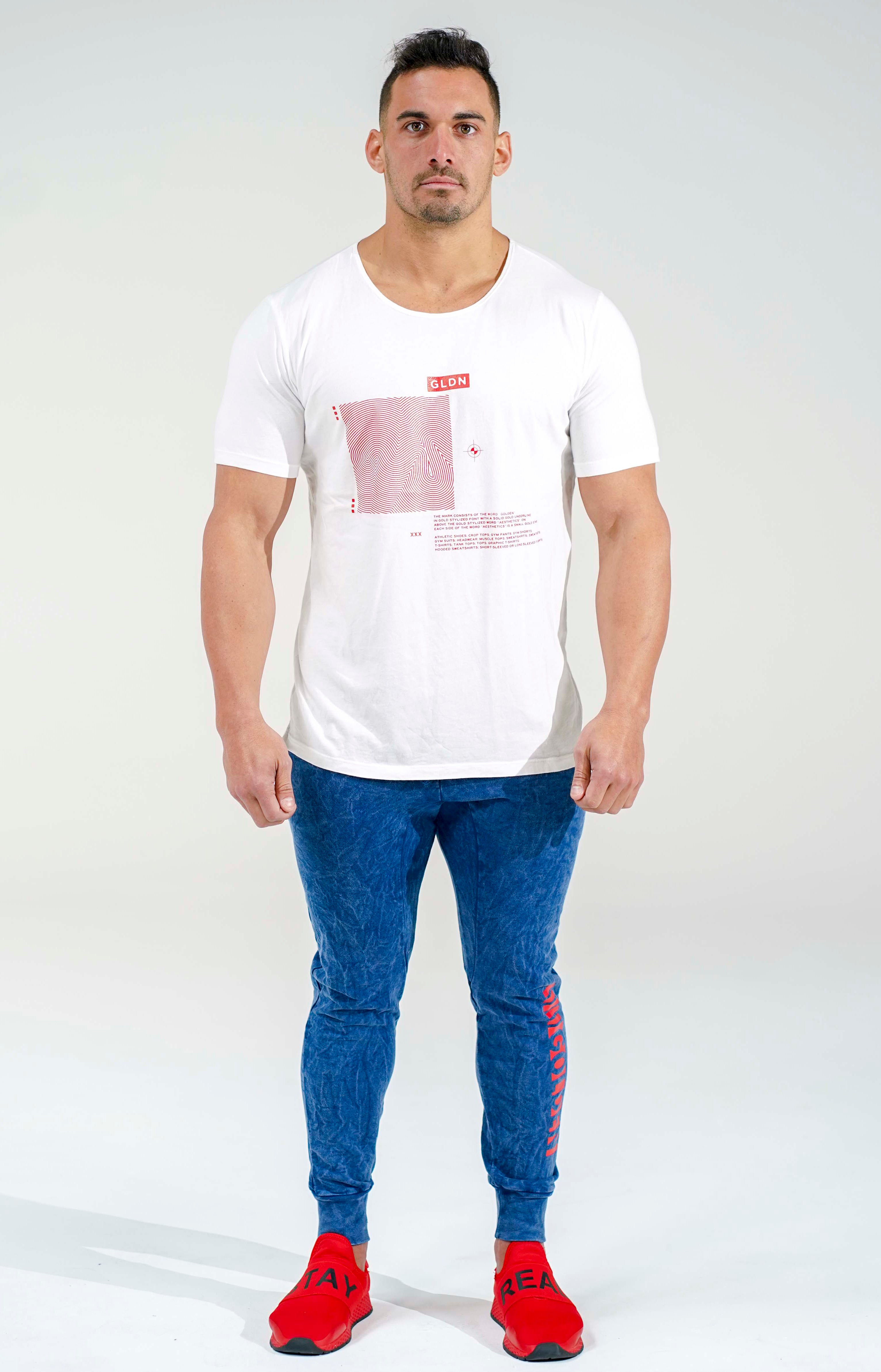 White/Red GLDN Scoop Neck T-Shirt