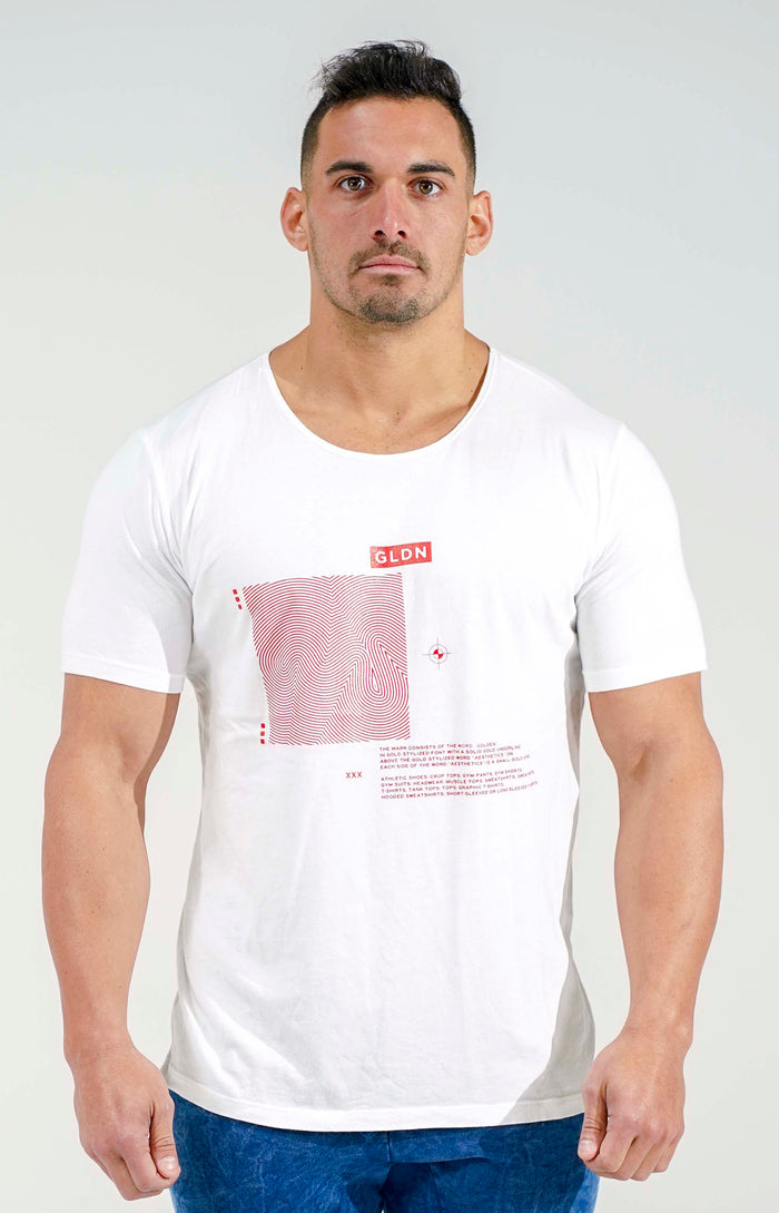 White/Red GLDN Scoop Neck T-Shirt
