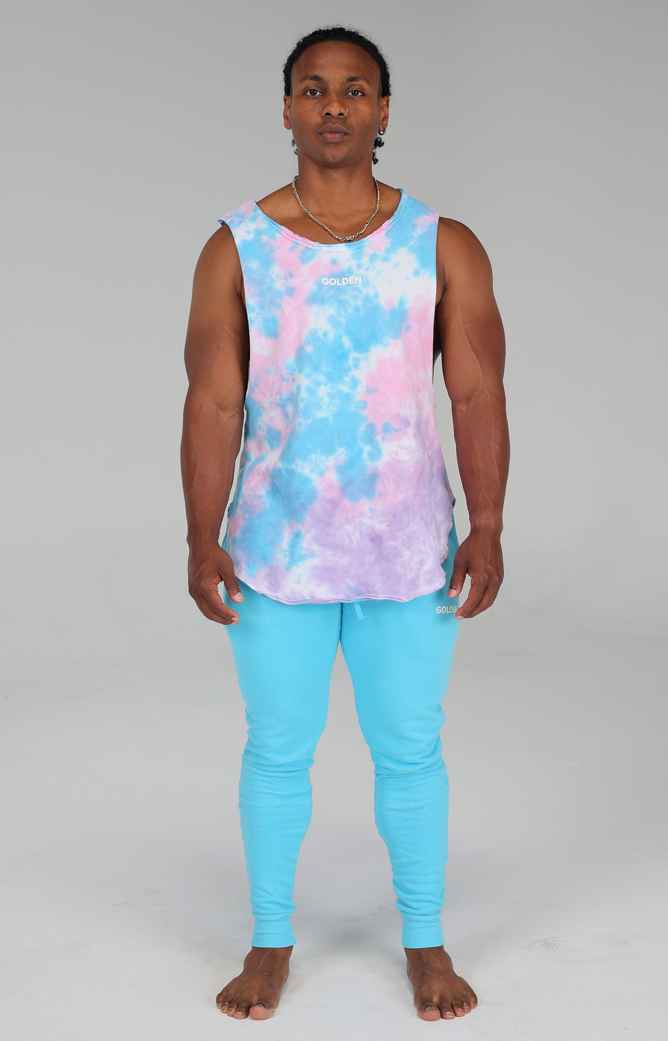 Blue Tie Dye Muscle Tank