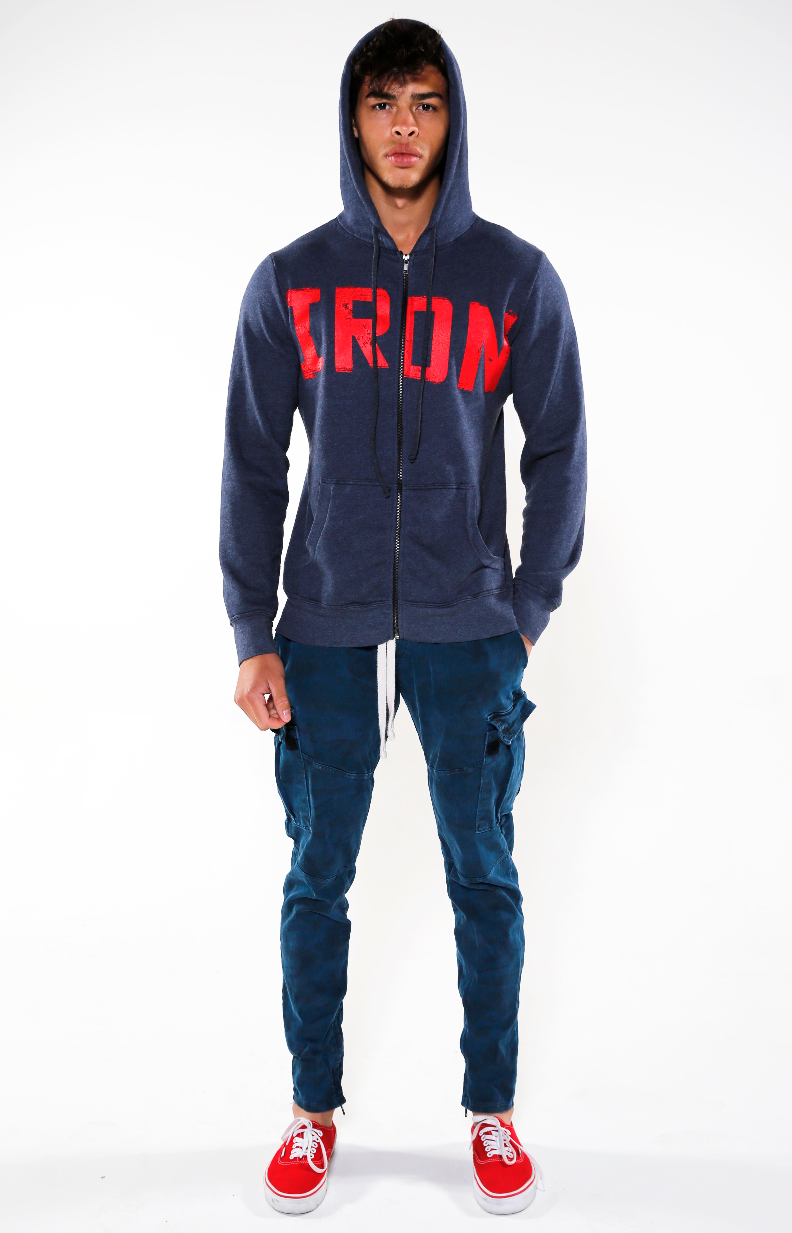 Men’s Blue and Red Iron Hoodie | Golden Aesthetics - Golden Aesthetics