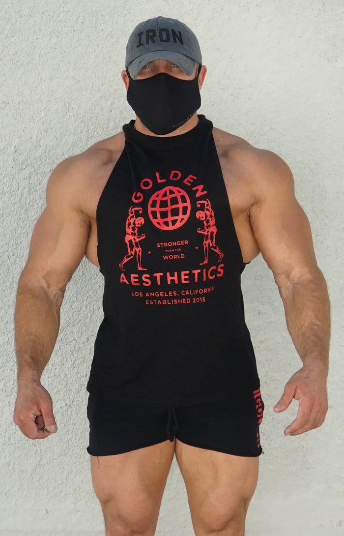 Black/Red Muscle Tank